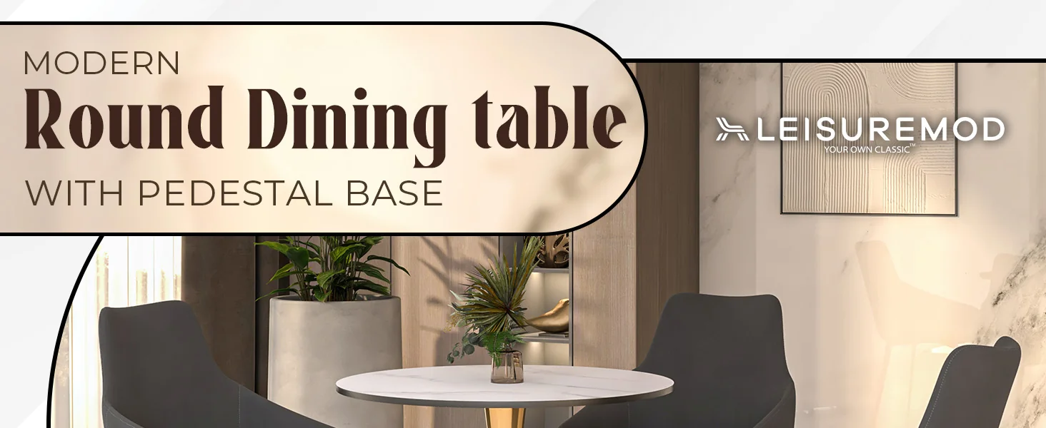 Bristol 27" round dining table Gold Base With White Top