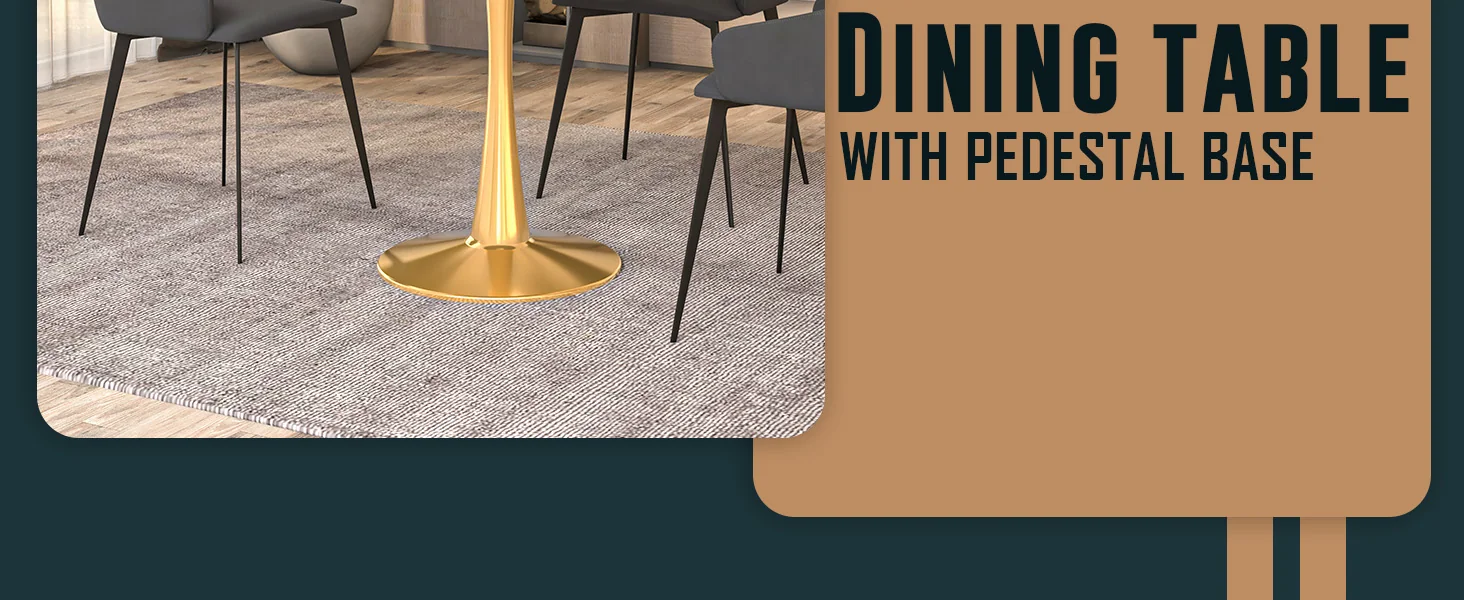 Bristol 27 round dining table Gold base with White Sintered stone Top