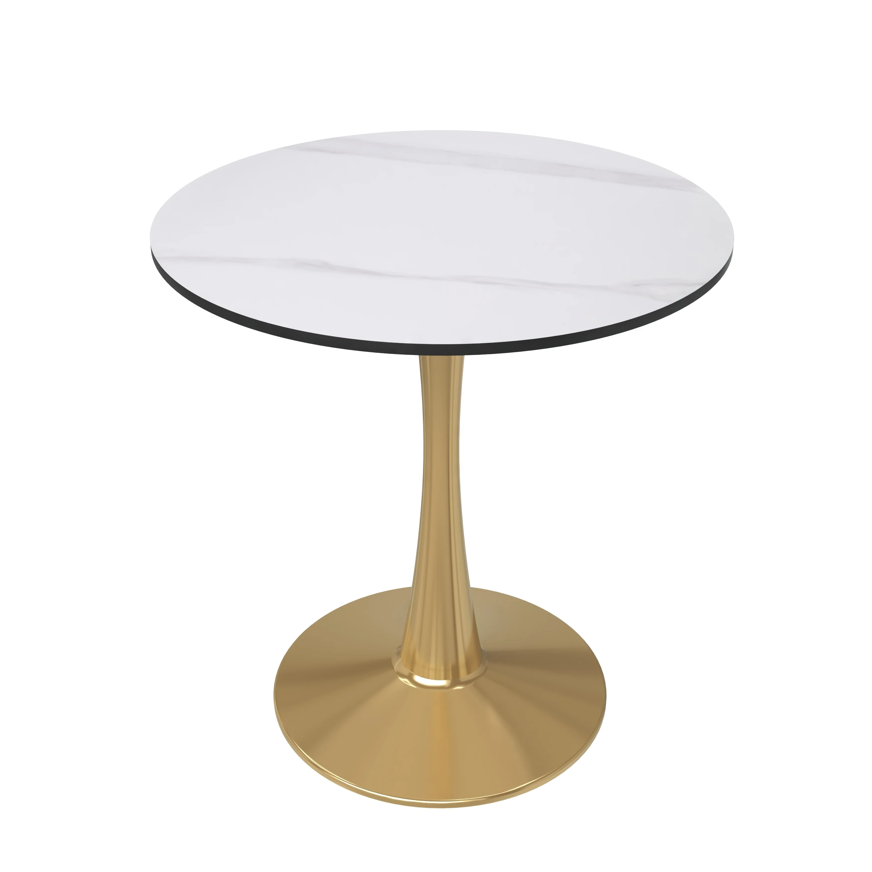 Bristol 27 round dining table Gold base with White Sintered stone Top