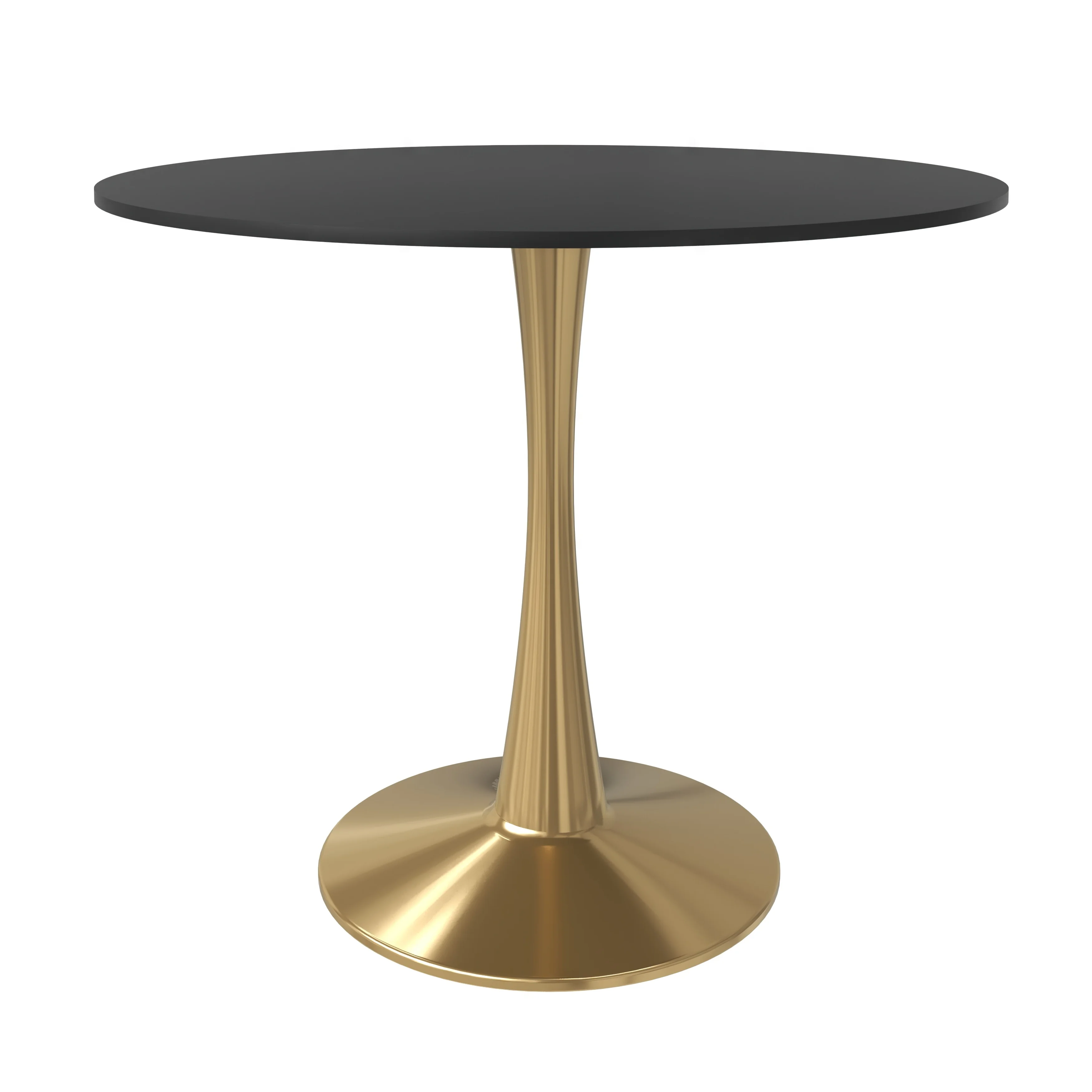 Bristol 31" round dining table Gold Base With Black Top
