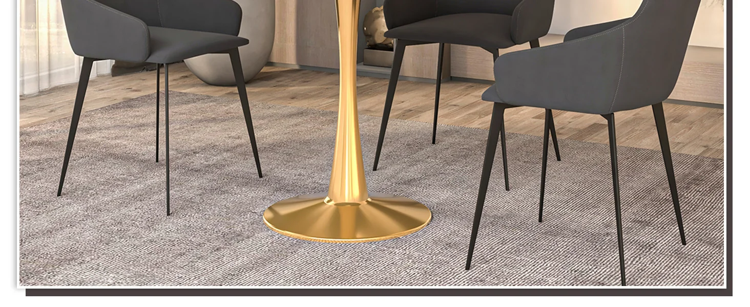 Bristol 31" round dining table Gold Base With Black Top