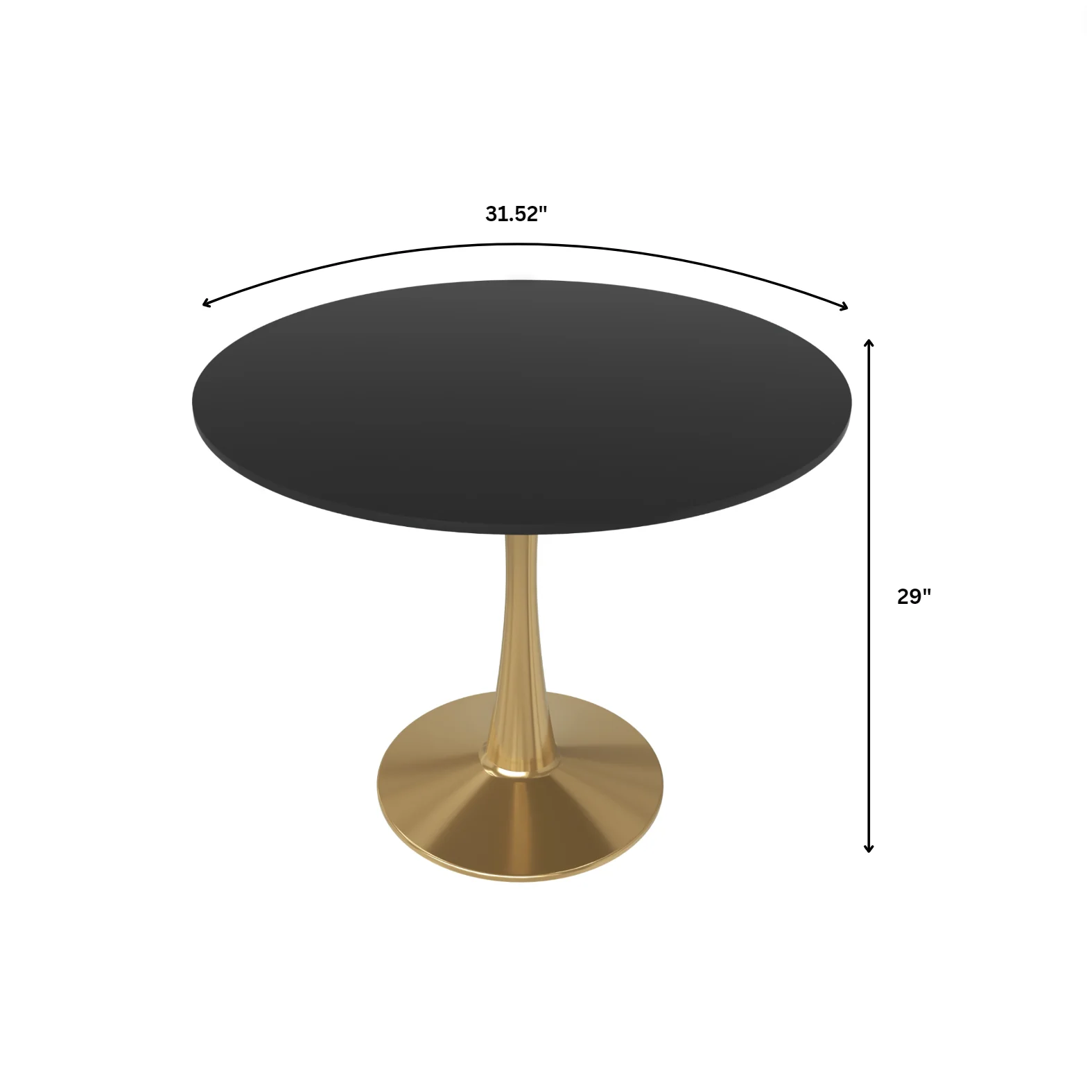 Bristol 31" round dining table Gold Base With Black Top