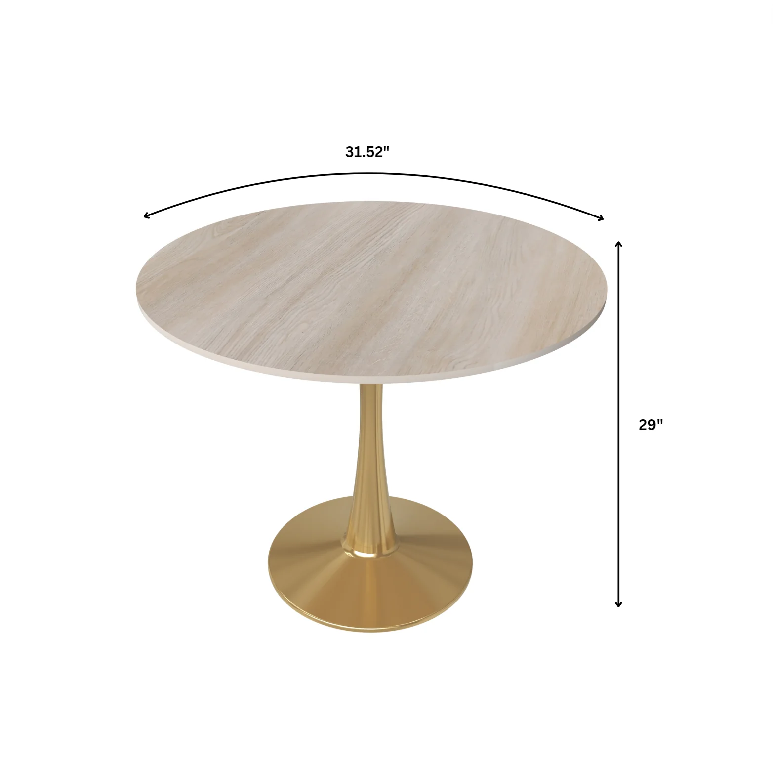 Bristol 31" round dining table Gold base with marbled MDF top
