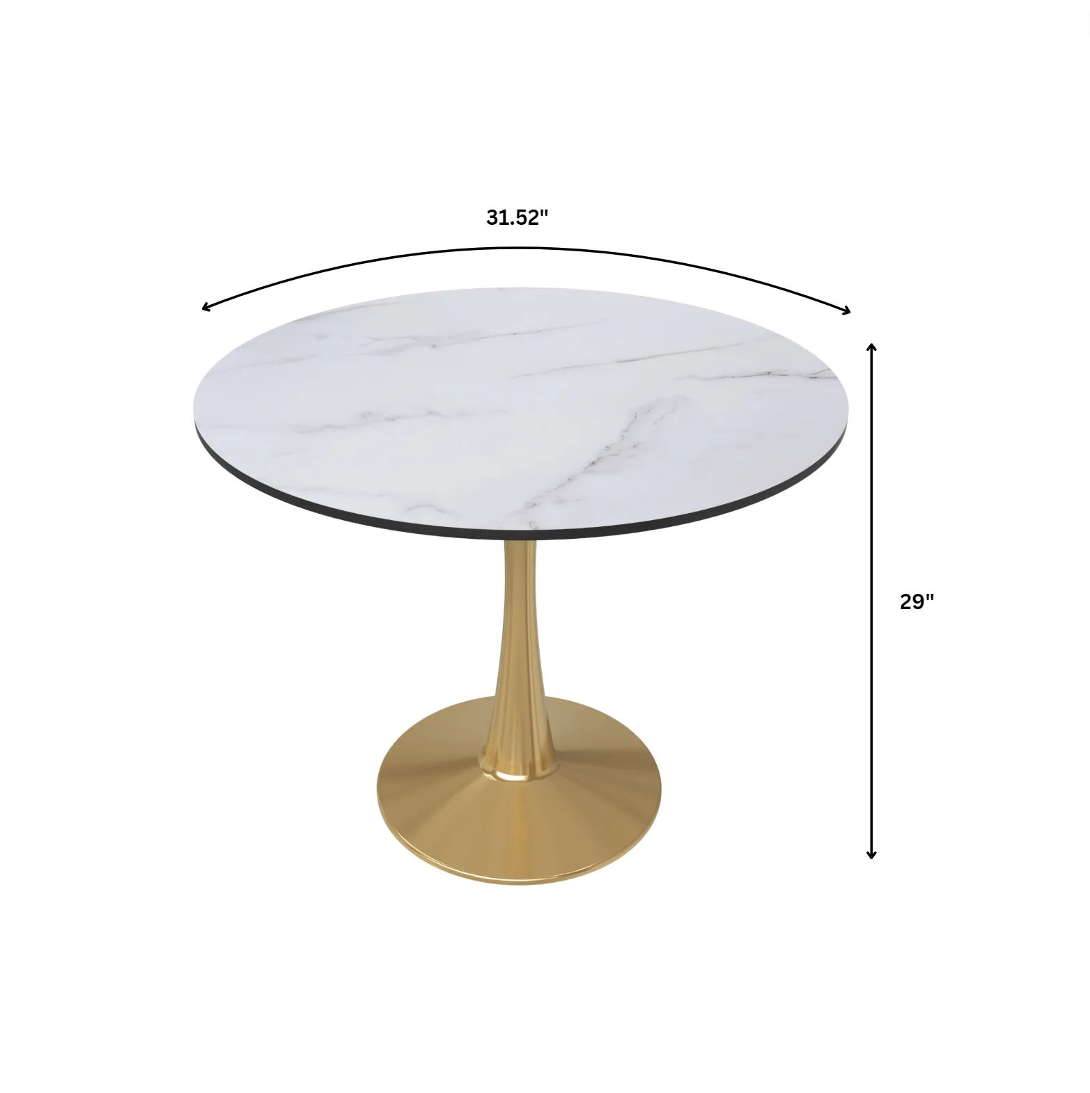 Bristol 31" round dining table Gold Base With White Top