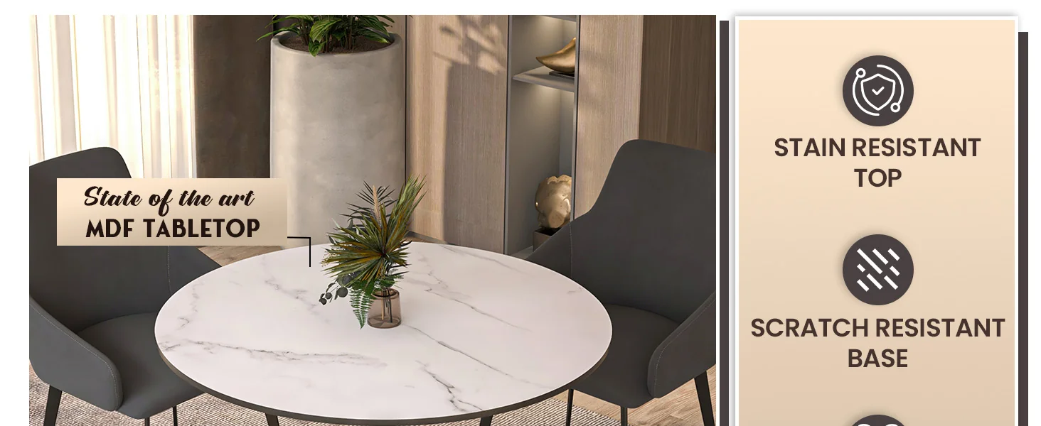 Bristol 31" round dining table Gold Base With White Top