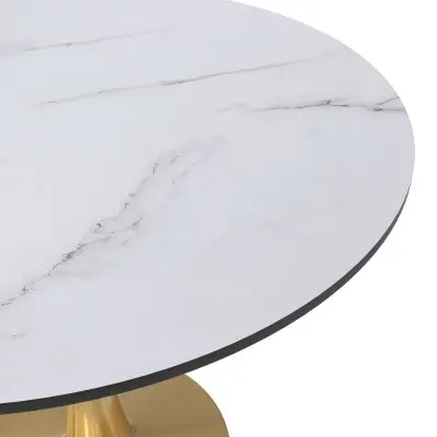 Bristol 31" round dining table Gold Base With White Top