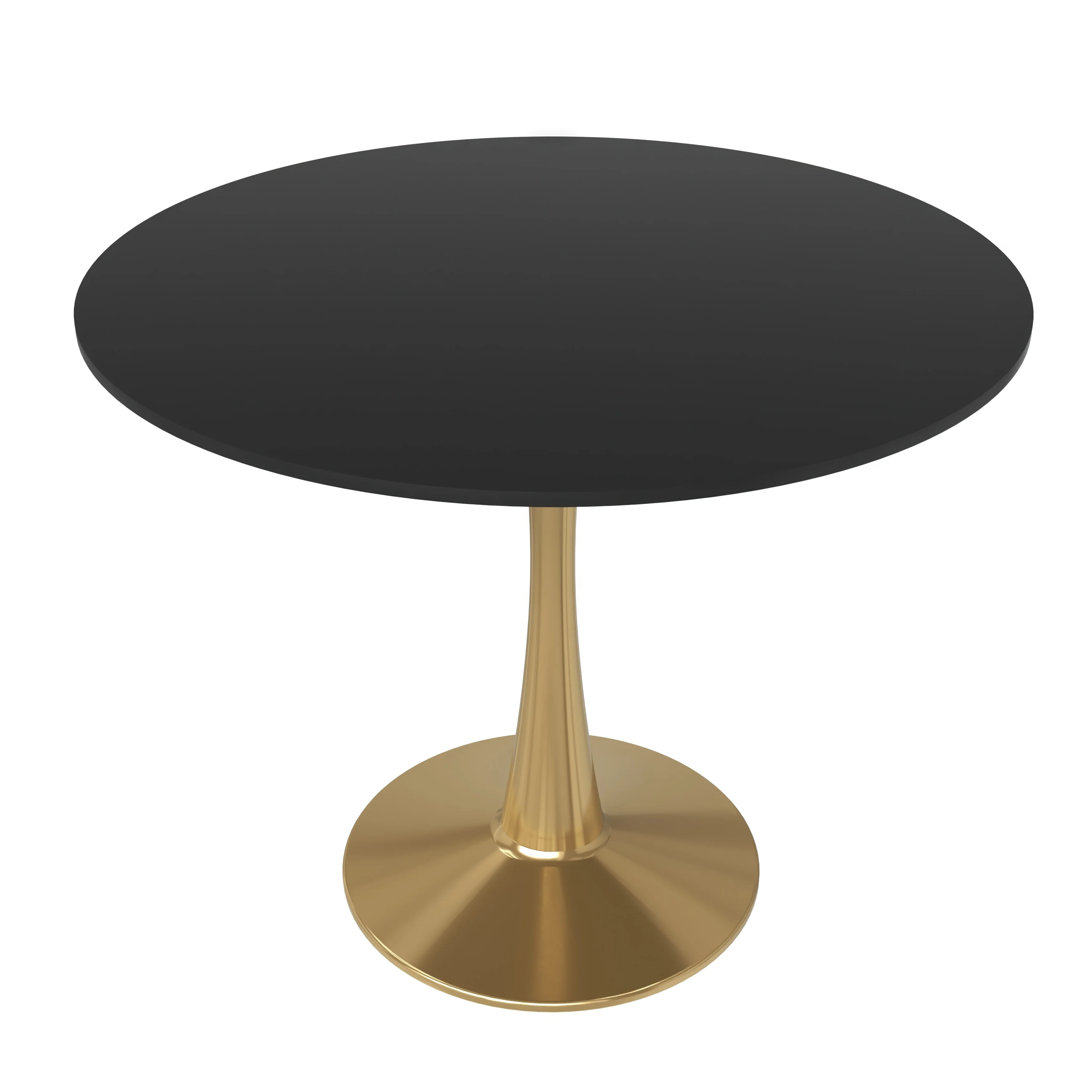 Bristol 35" round dining table Gold Base With Black Top