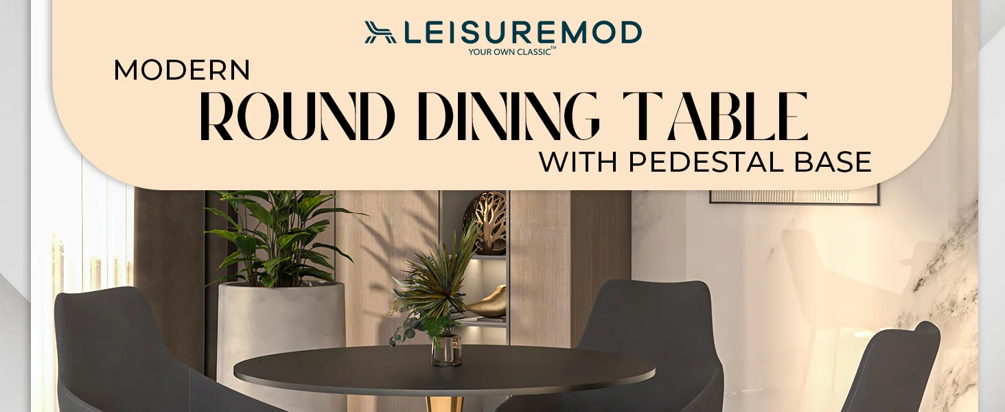 Bristol 35" round dining table Gold Base With Black Top