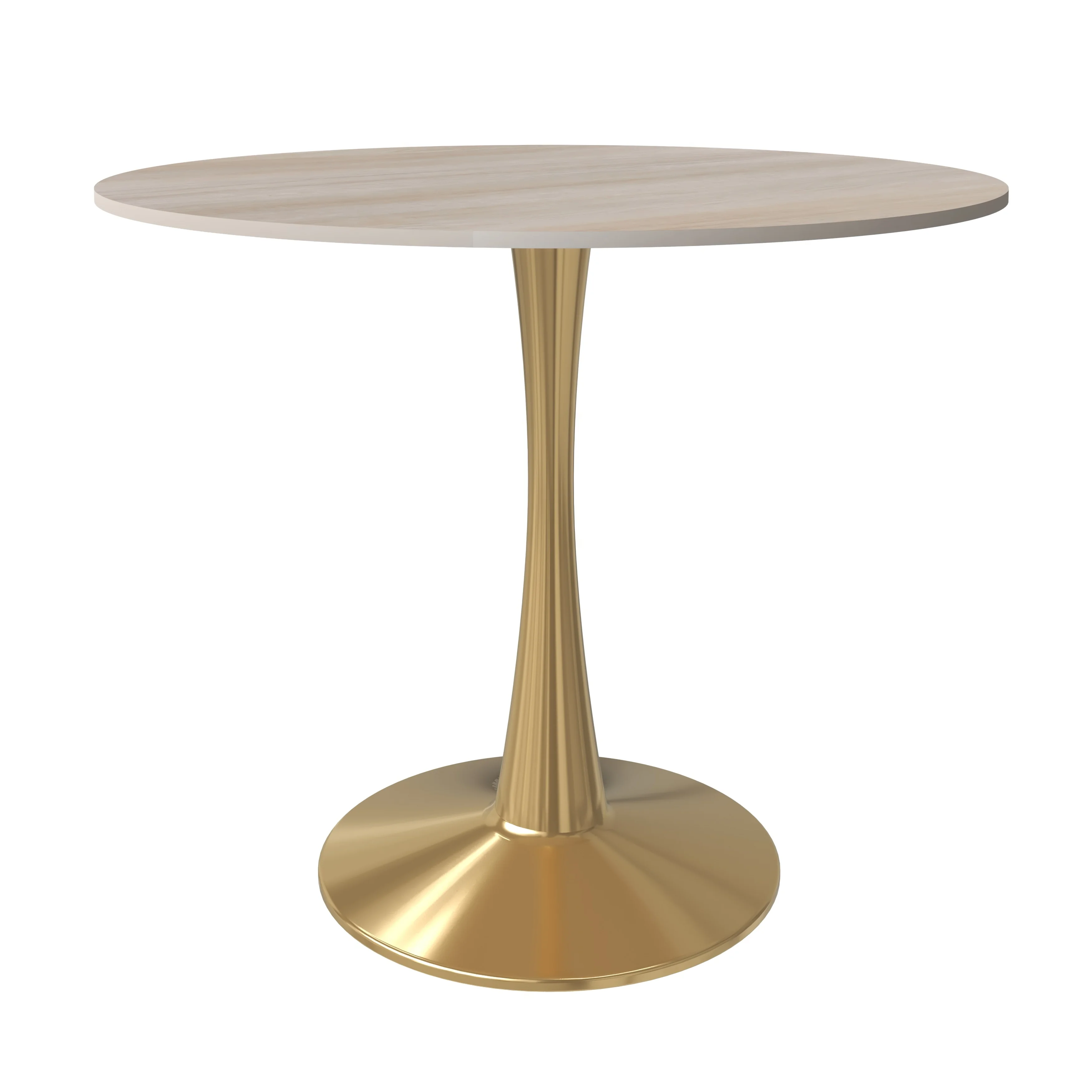 Bristol 35" round dining table Gold base with marbled MDF top