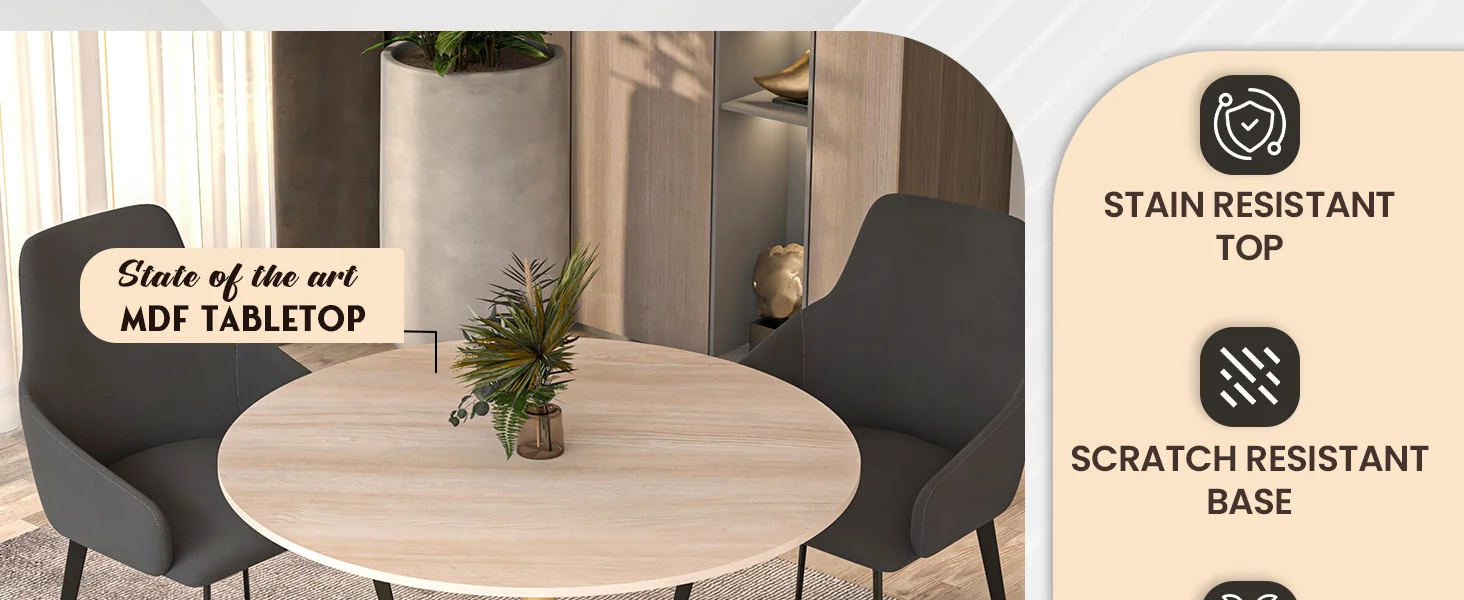 Bristol 35" round dining table Gold base with marbled MDF top