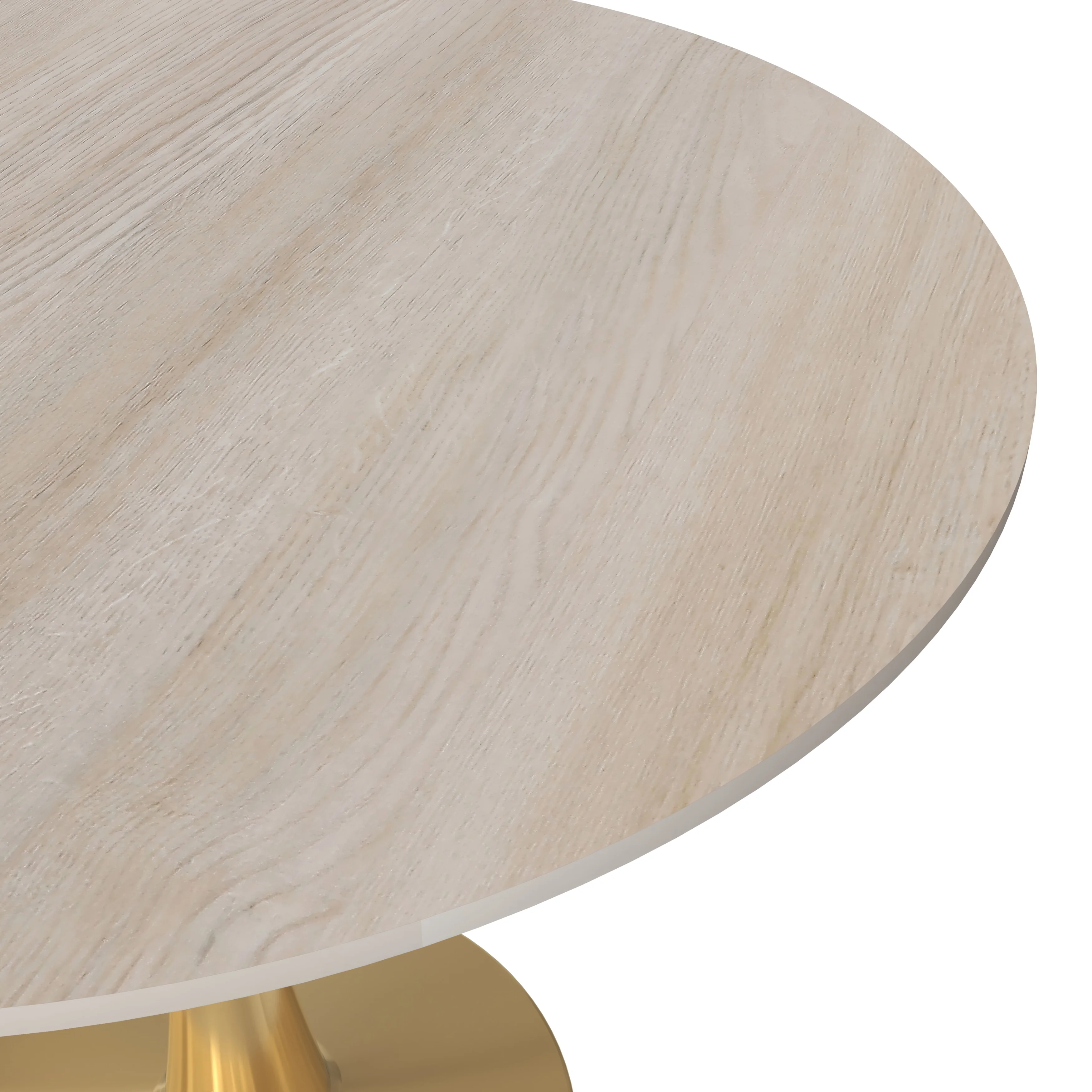 Bristol 35" round dining table Gold Base With Natural Wood Top