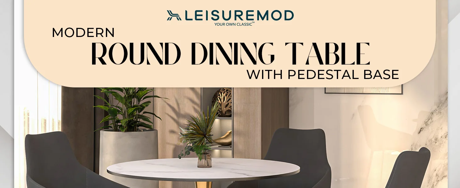 Bristol 35" round dining table Gold Base With White Top