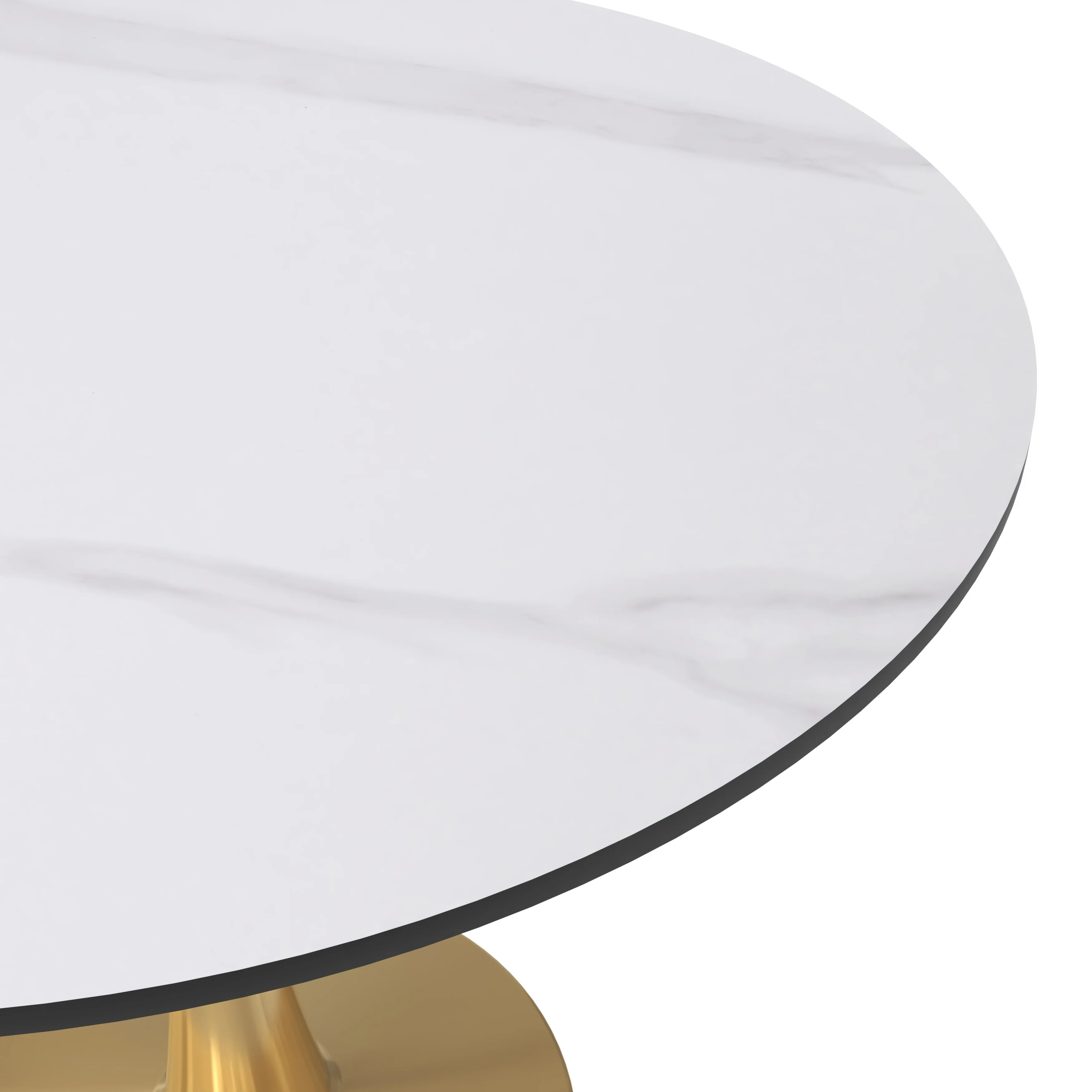Bristol 35" round dining table Gold base with White Sintered stone Top