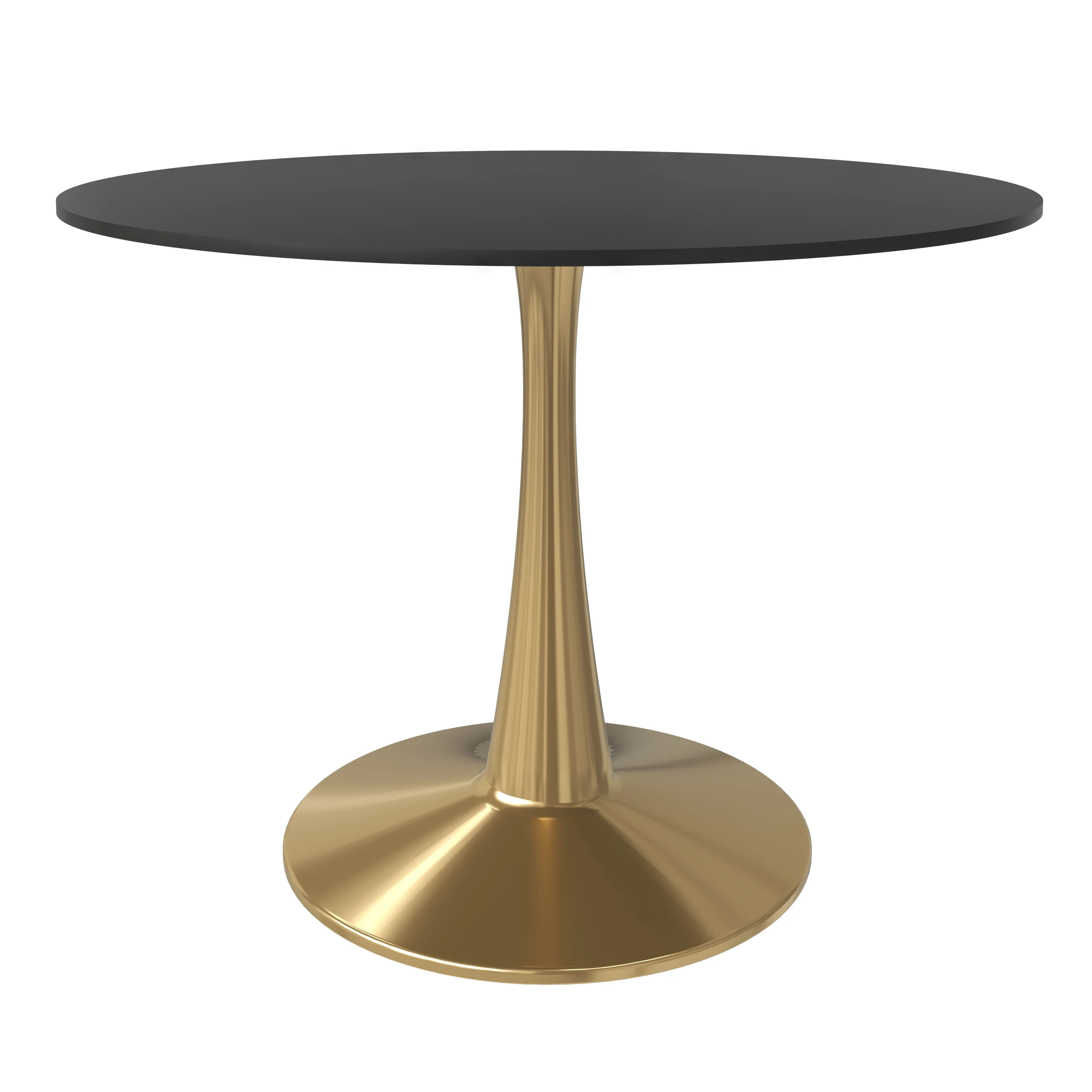 Bristol 40" round dining table Gold Base With Black Top