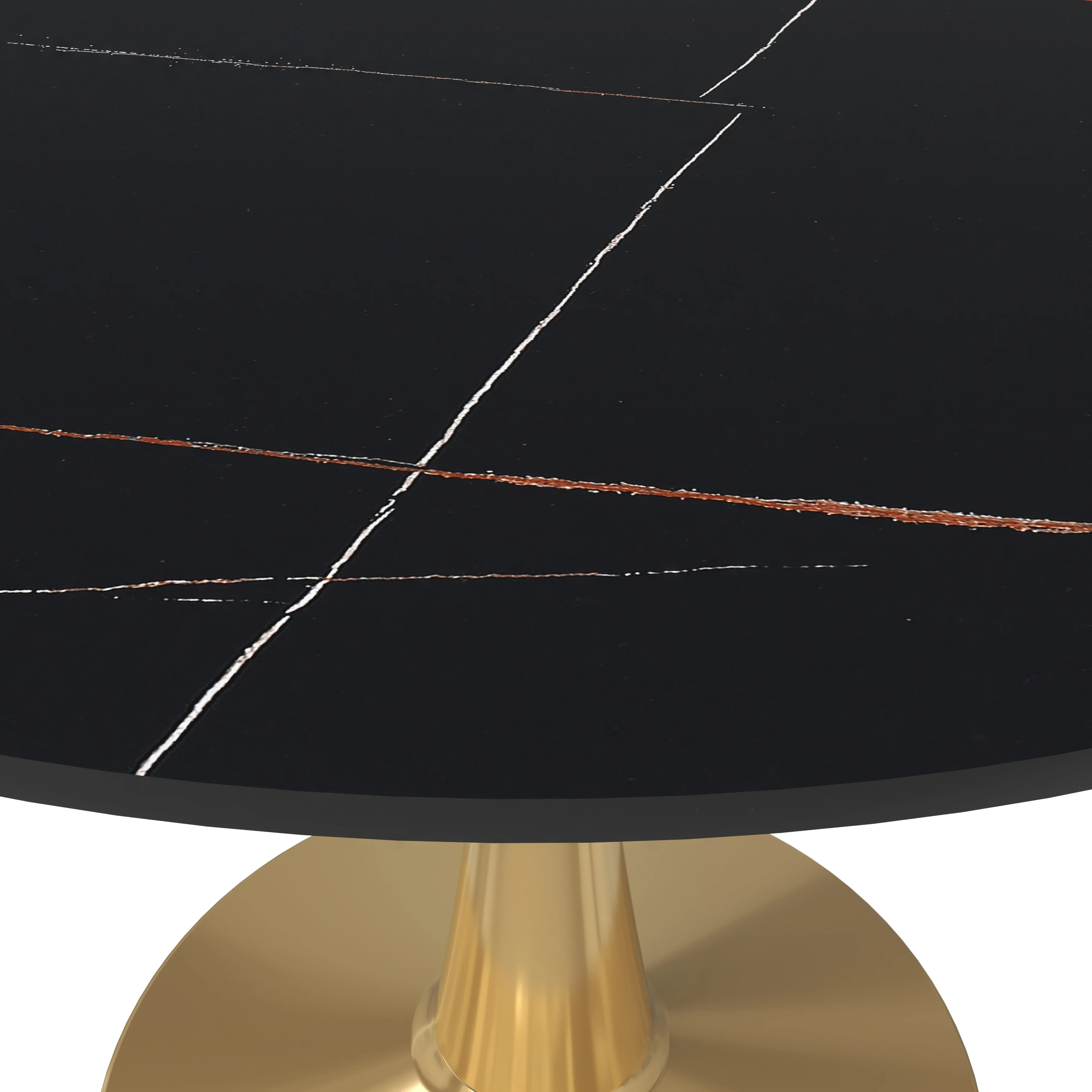 Bristol 40" round dining table Gold base with Black Sintered stone Top