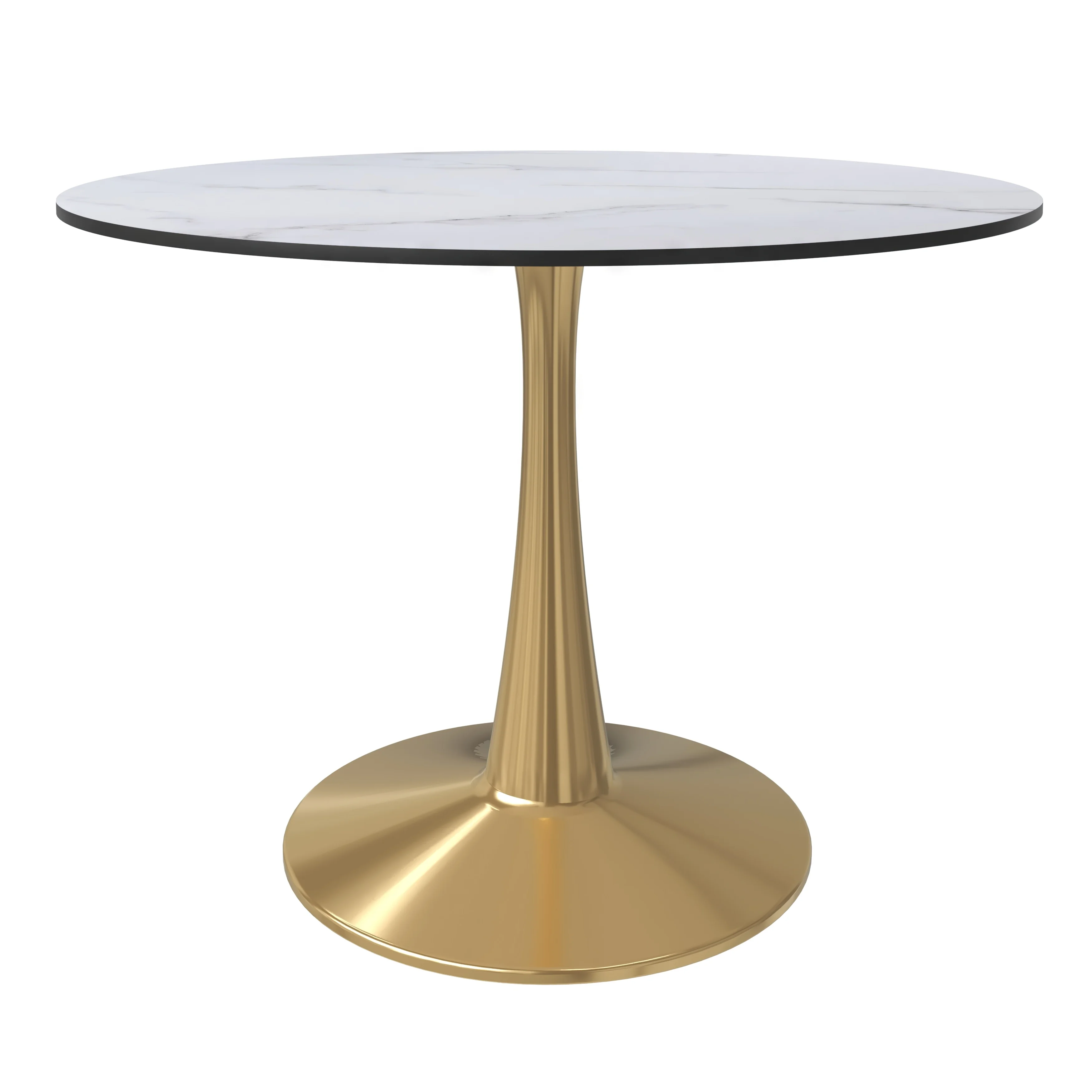 Bristol 40" round dining table Gold Base With White Top