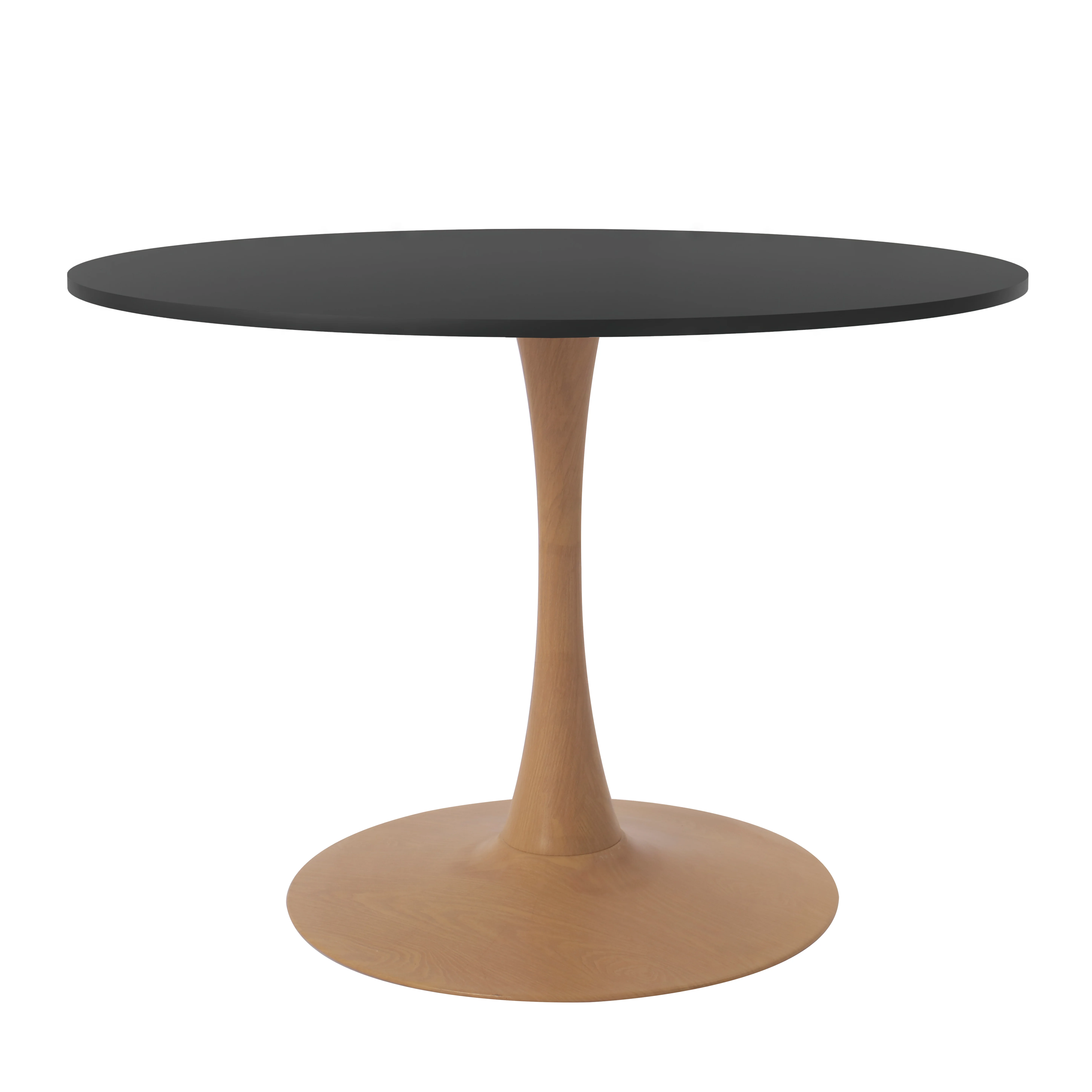 Bristol 35" Round Dining Table Wood Transfer Natural Base with MDF Black Top