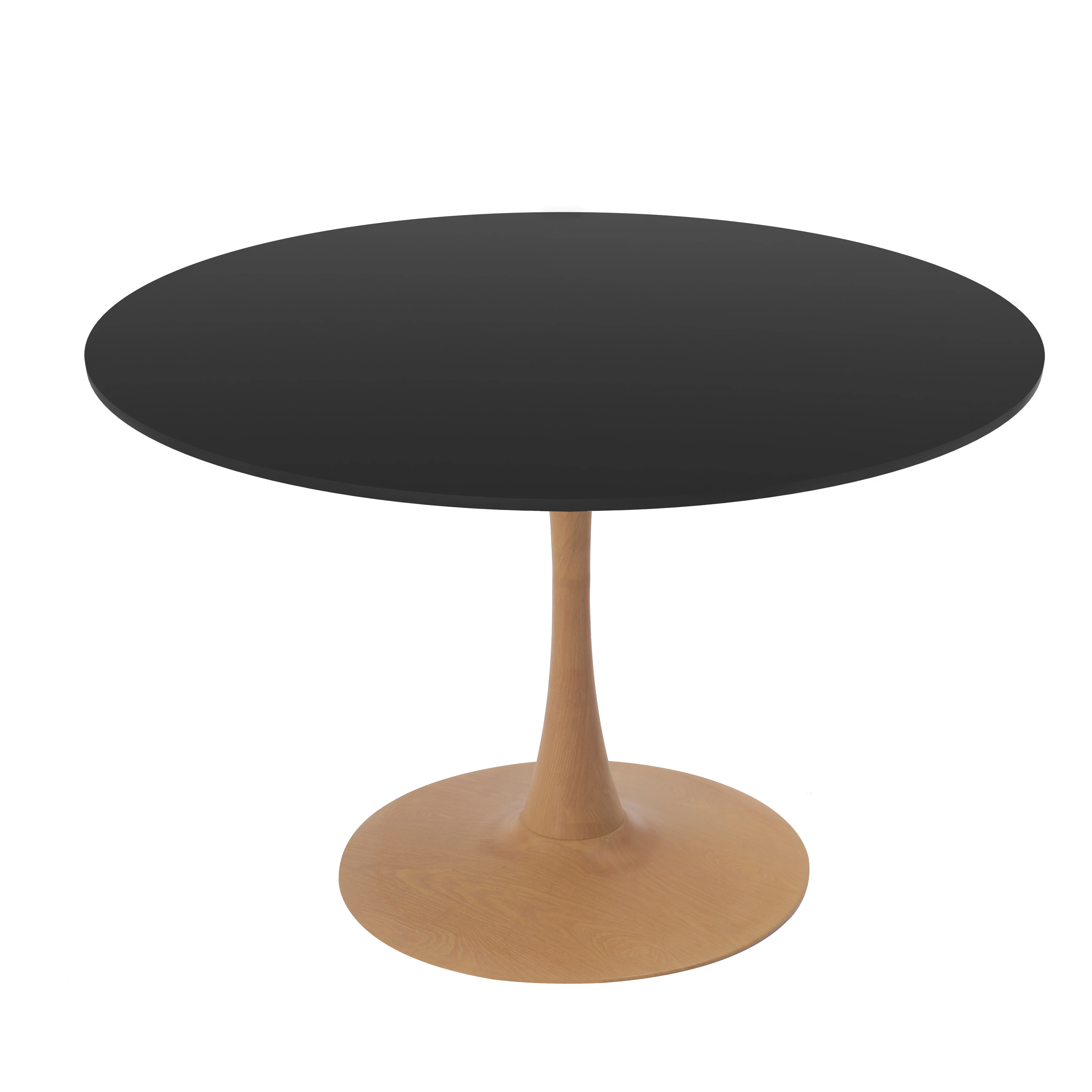 Bristol 35" Round Dining Table Wood Transfer Natural Base with MDF Black Top