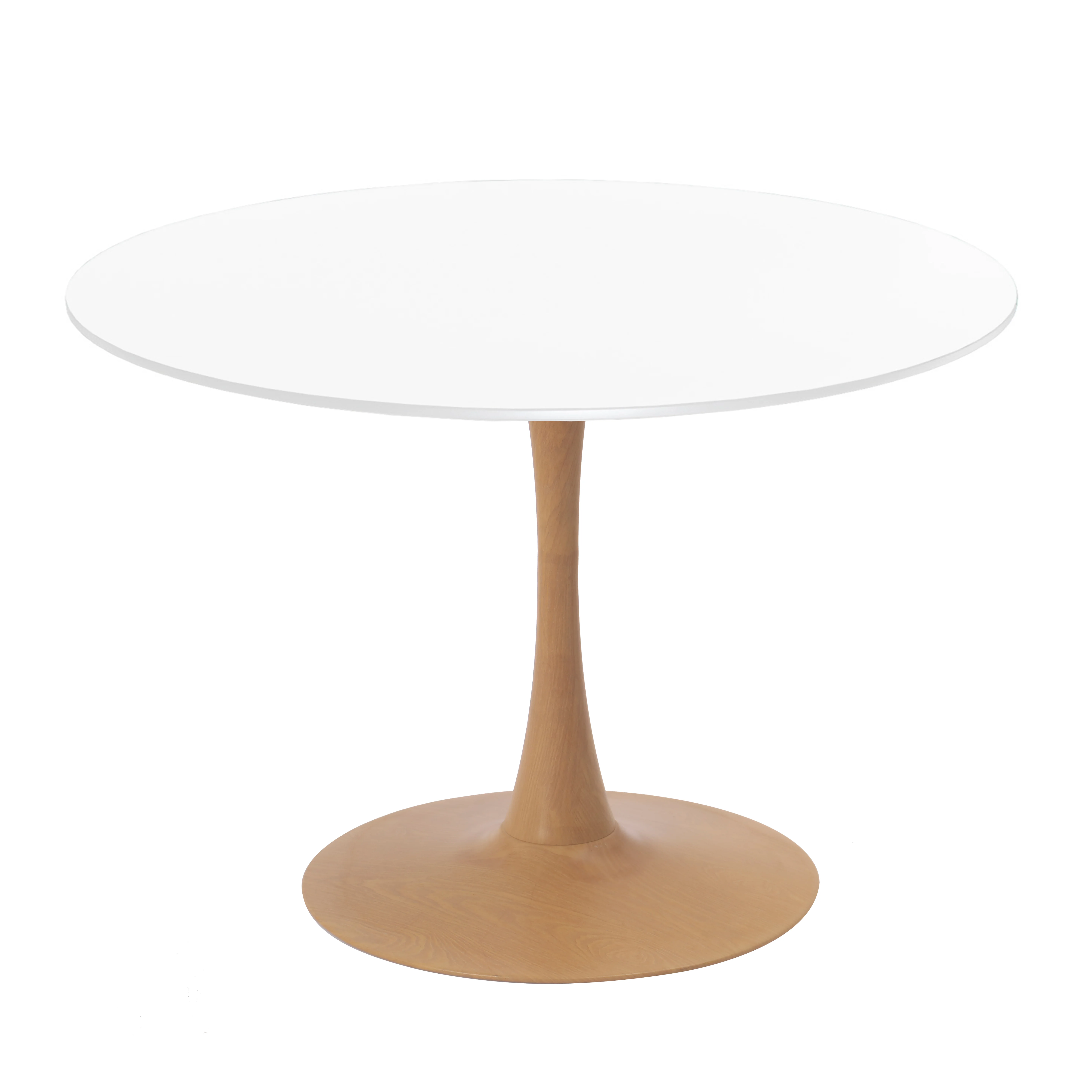 Bristol 35" Round Dining Table Wood Transfer Natural Base with MDF White Top