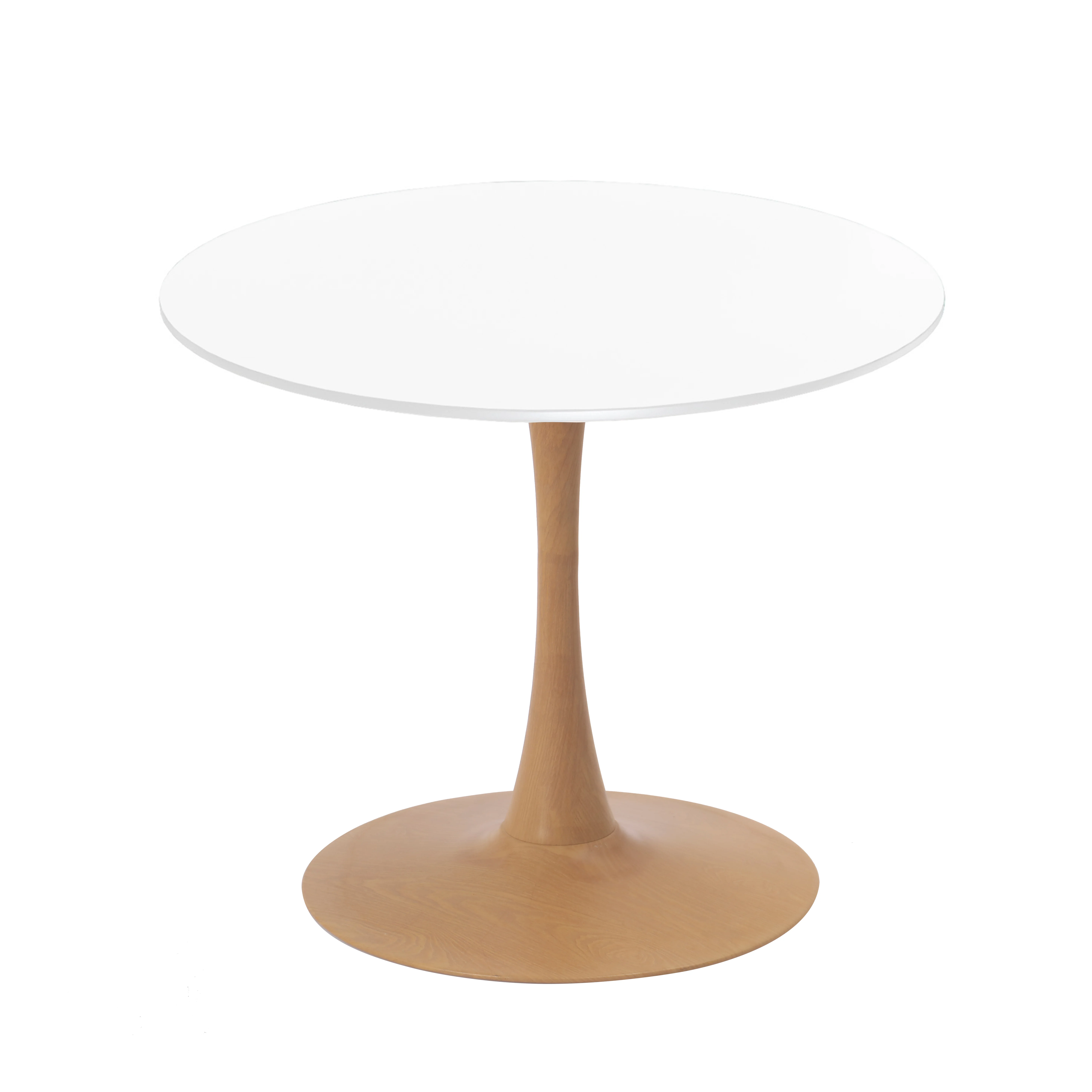 Bristol 35" Round Dining Table Wood Transfer Natural Base with MDF White Top