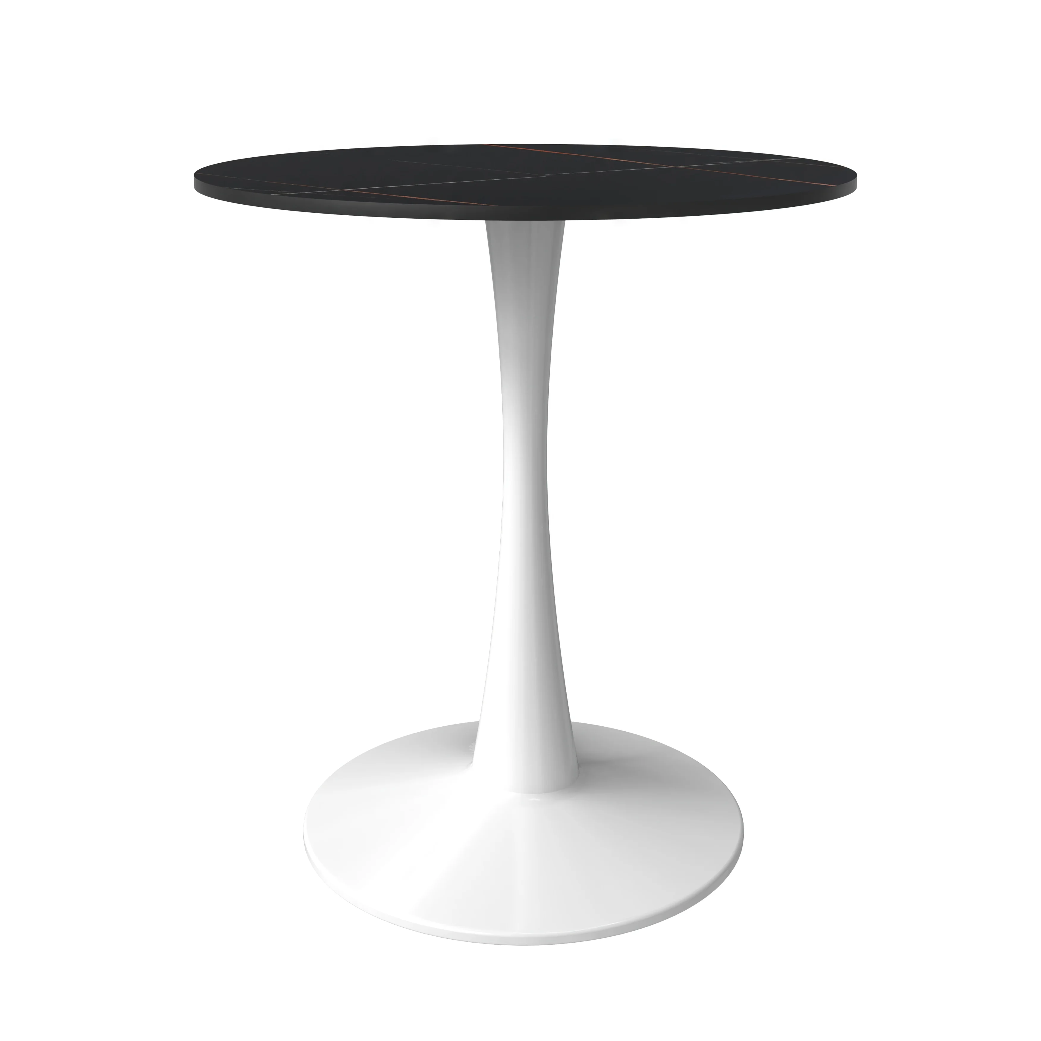 Bristol 24 round dining table White base with Black Sintered stone Top
