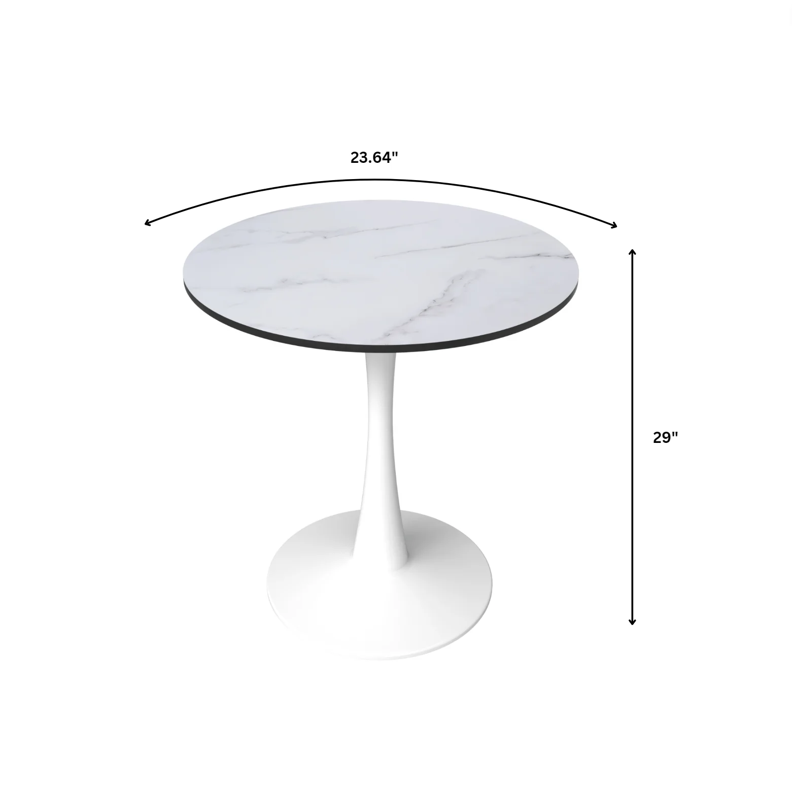 Leisyremod Bristol 24" Round Dining Table White base with White top