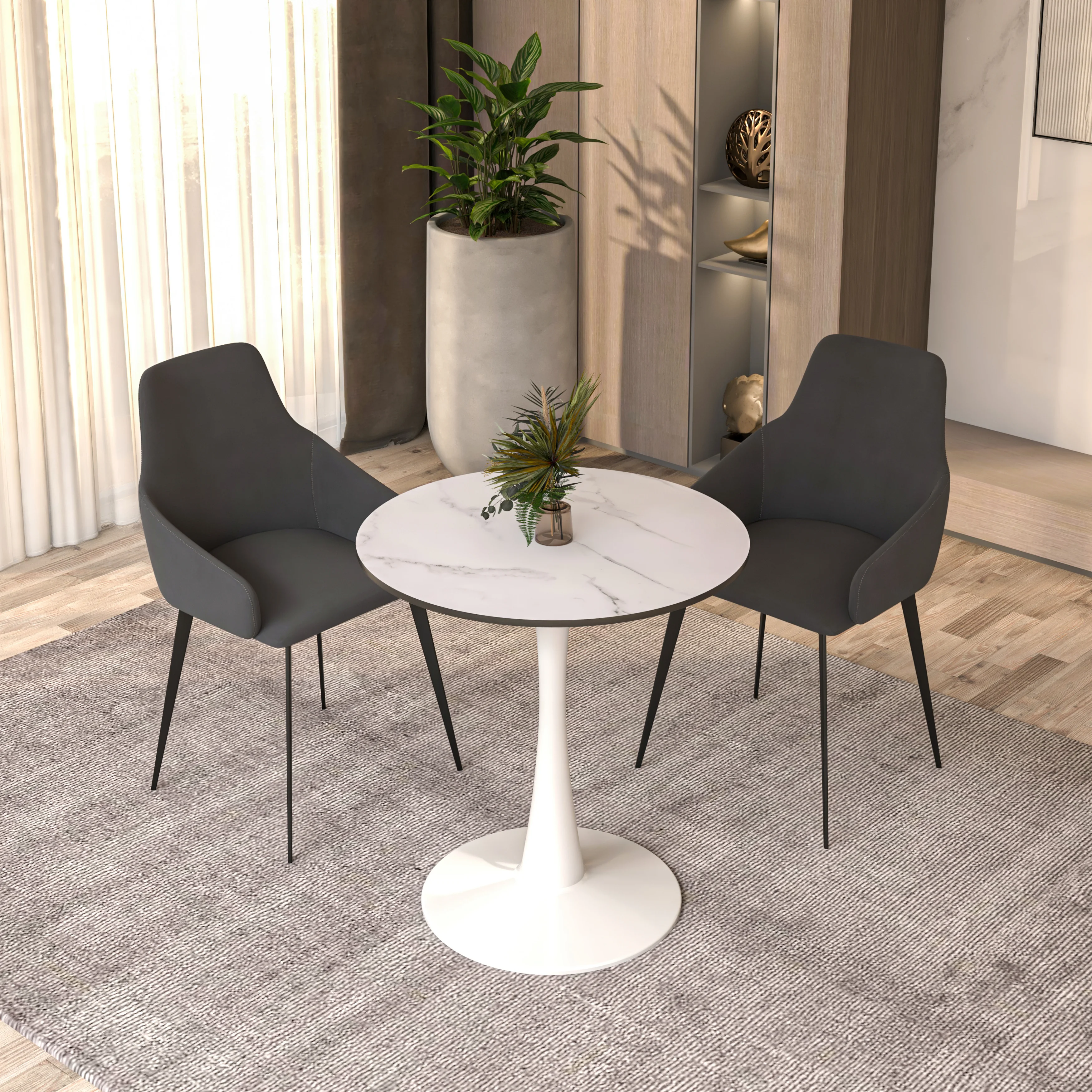 Leisyremod Bristol 24" Round Dining Table White base with White top