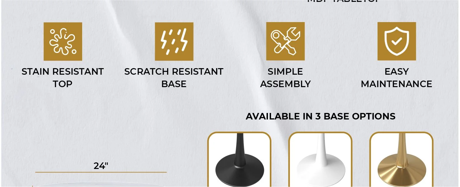 Leisyremod Bristol 24" Round Dining Table White base with White top