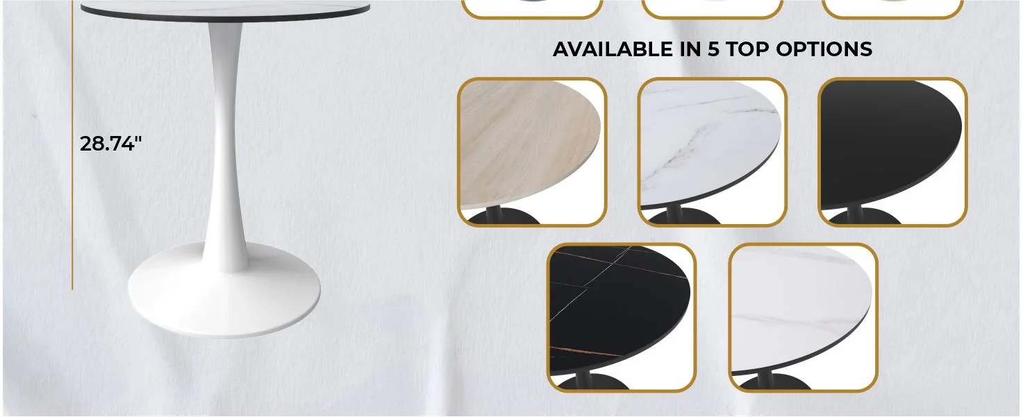 Leisyremod Bristol 24" Round Dining Table White base with White top