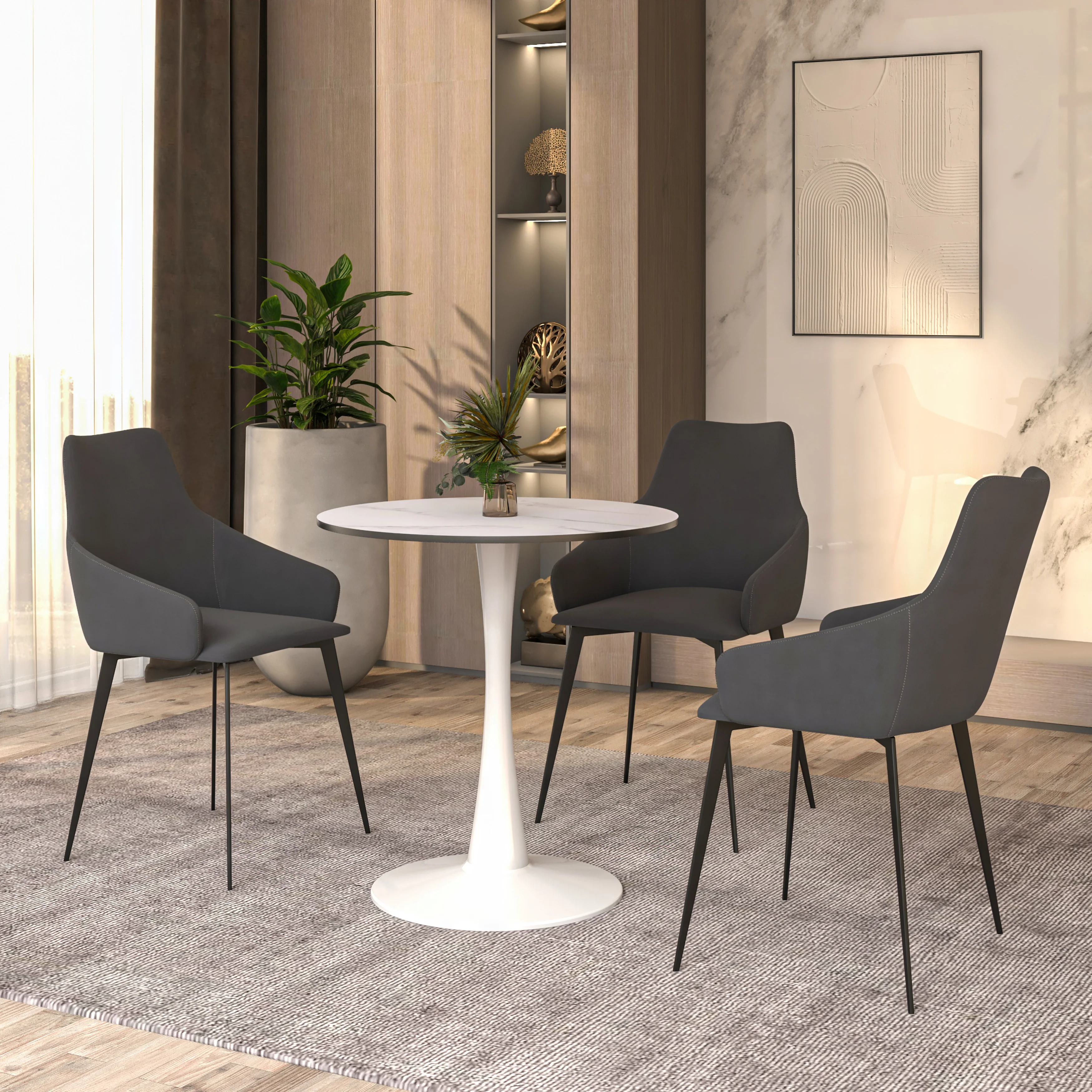 Leisyremod Bristol 24" Round Dining Table White base with White top