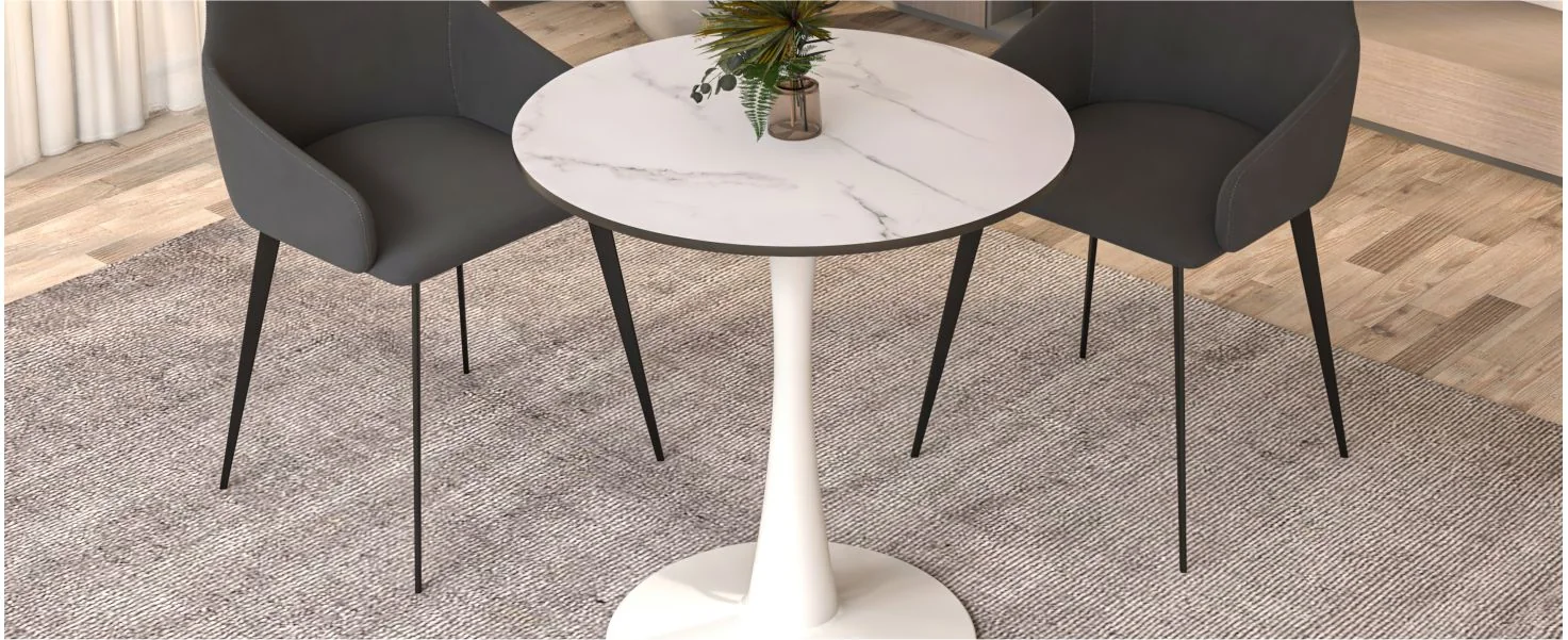 Leisyremod Bristol 24" Round Dining Table White base with White top