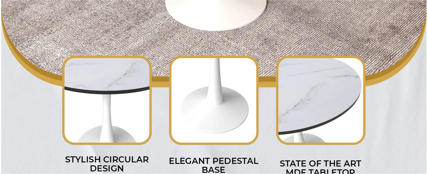 Leisyremod Bristol 24" Round Dining Table White base with White top