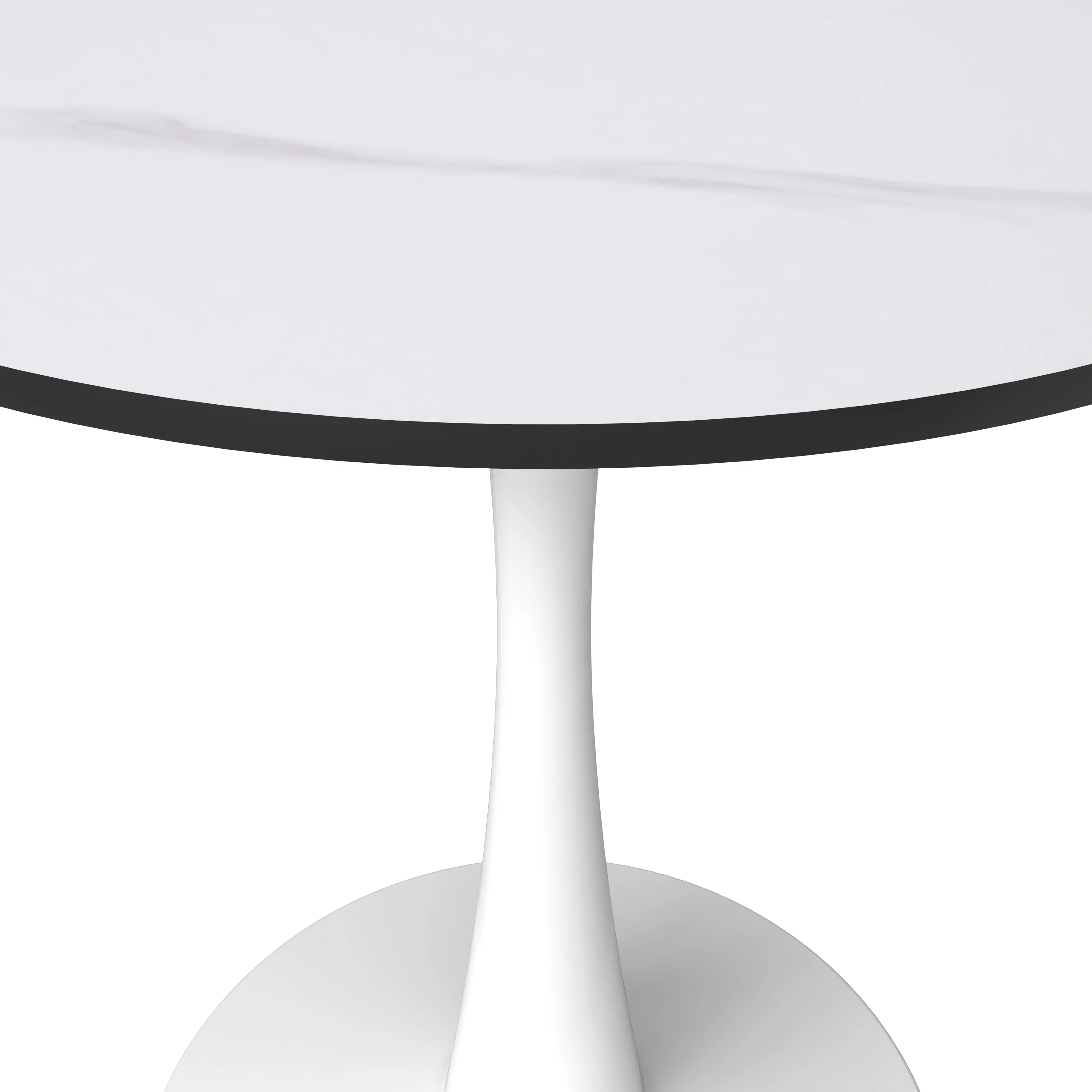 Bristol 24 round dining table White base with White Sintered stone Top
