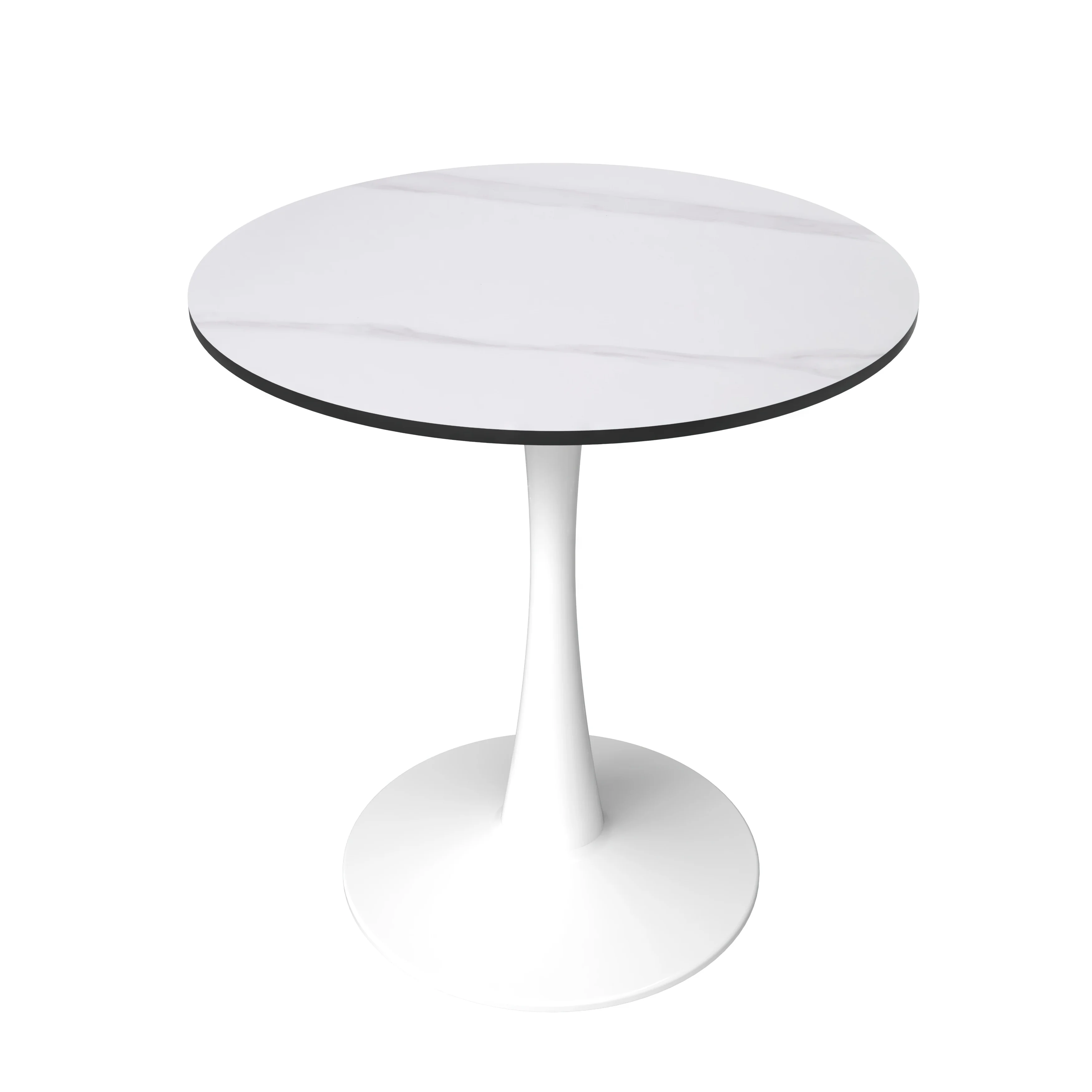 Bristol 24 round dining table White base with White Sintered stone Top