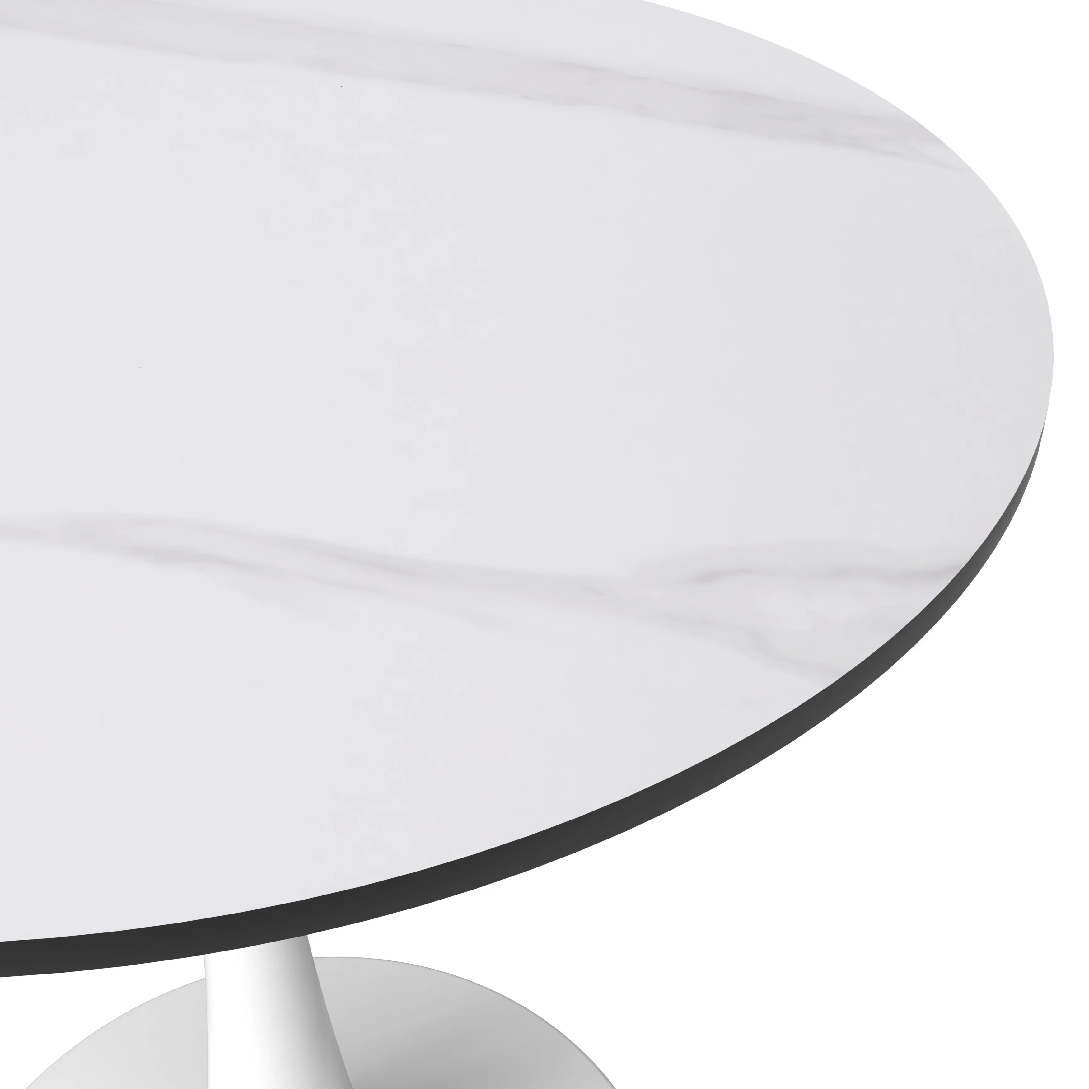 Bristol 24 round dining table White base with White Sintered stone Top
