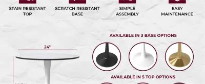 Bristol 24 round dining table White base with White Sintered stone Top