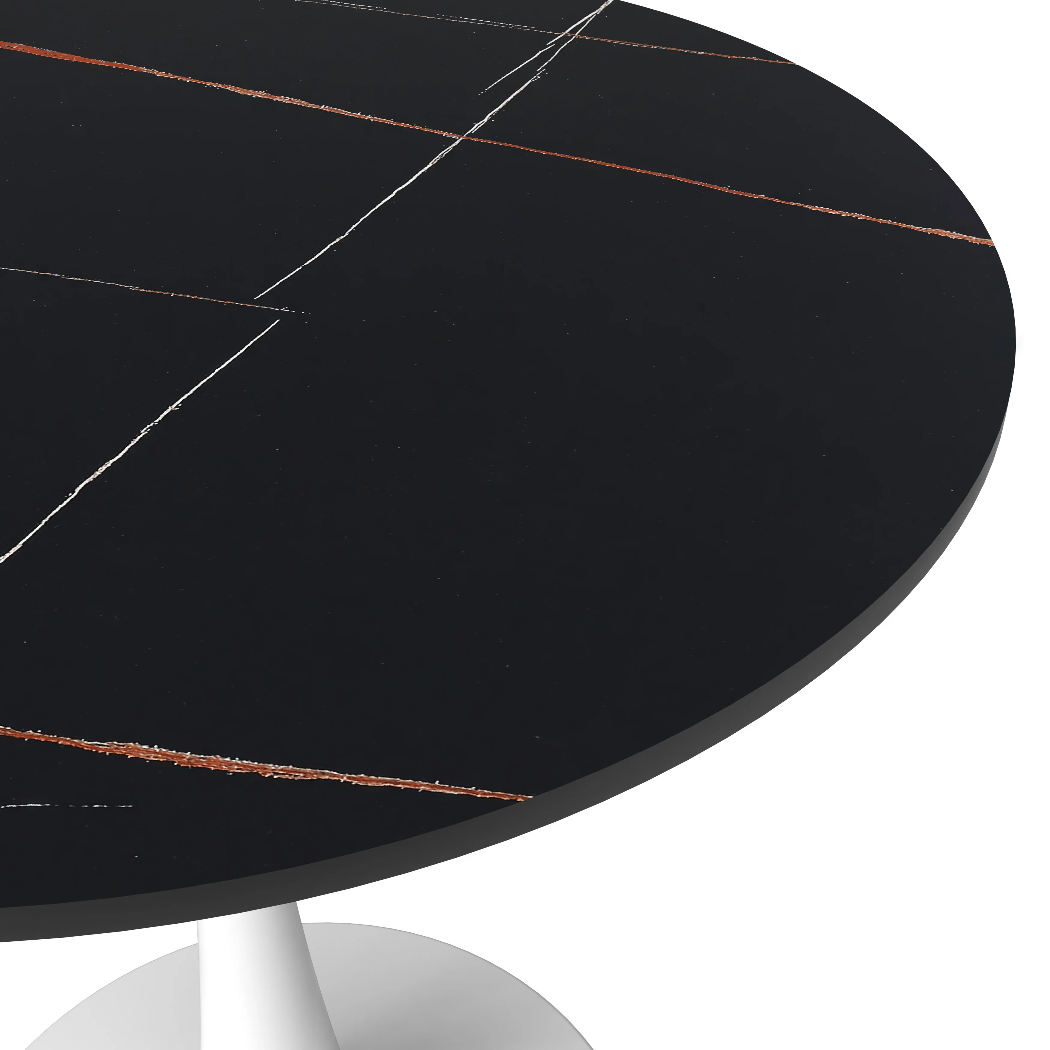 Bristol 27 round dining table White base with Black Sintered stone Top