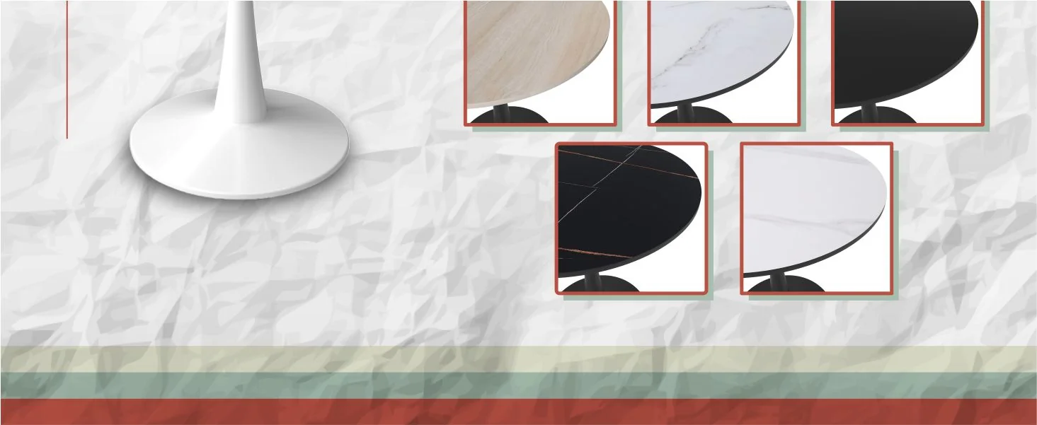 Bristol 27 round dining table White base with Black Sintered stone Top