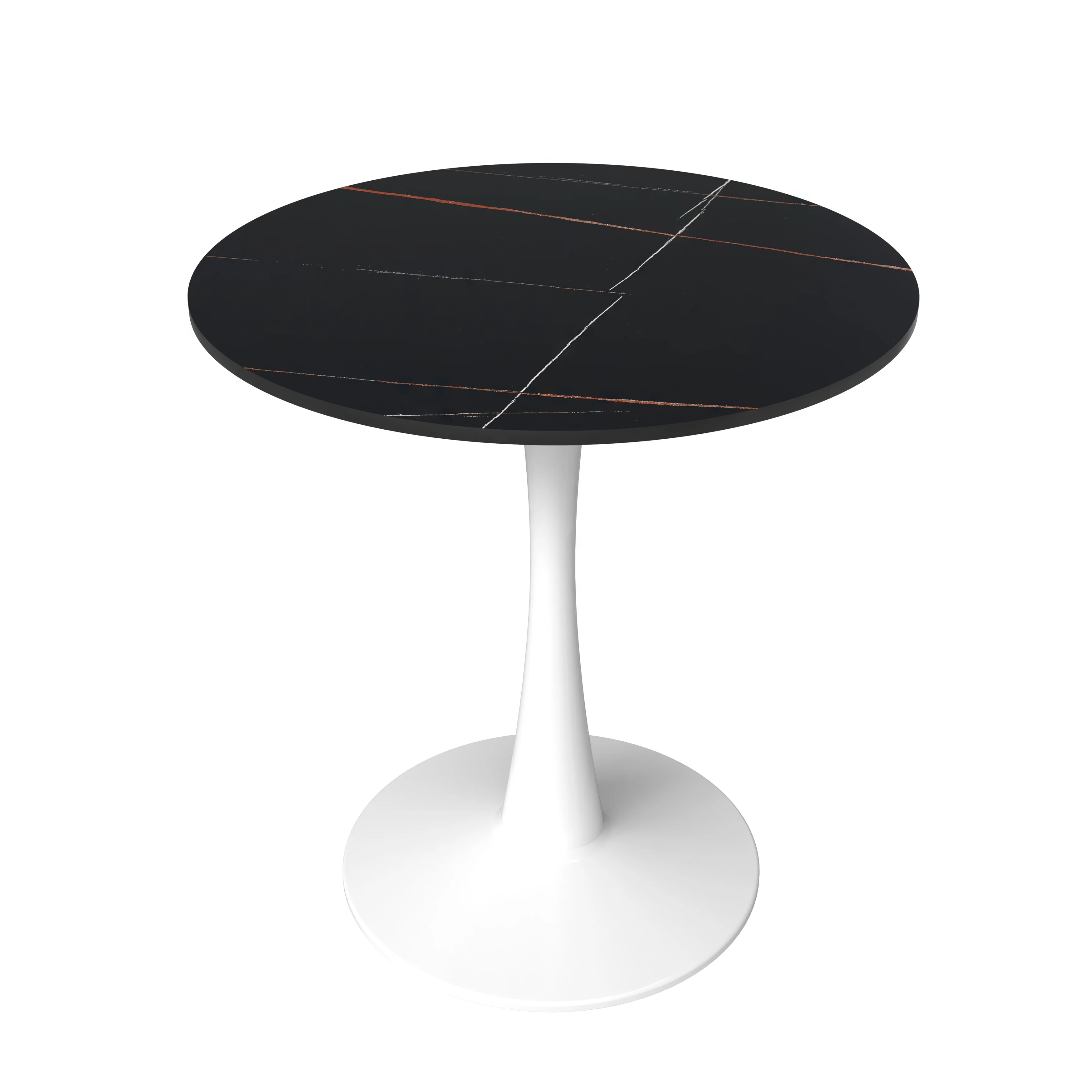 Bristol 27 round dining table White base with Black Sintered stone Top