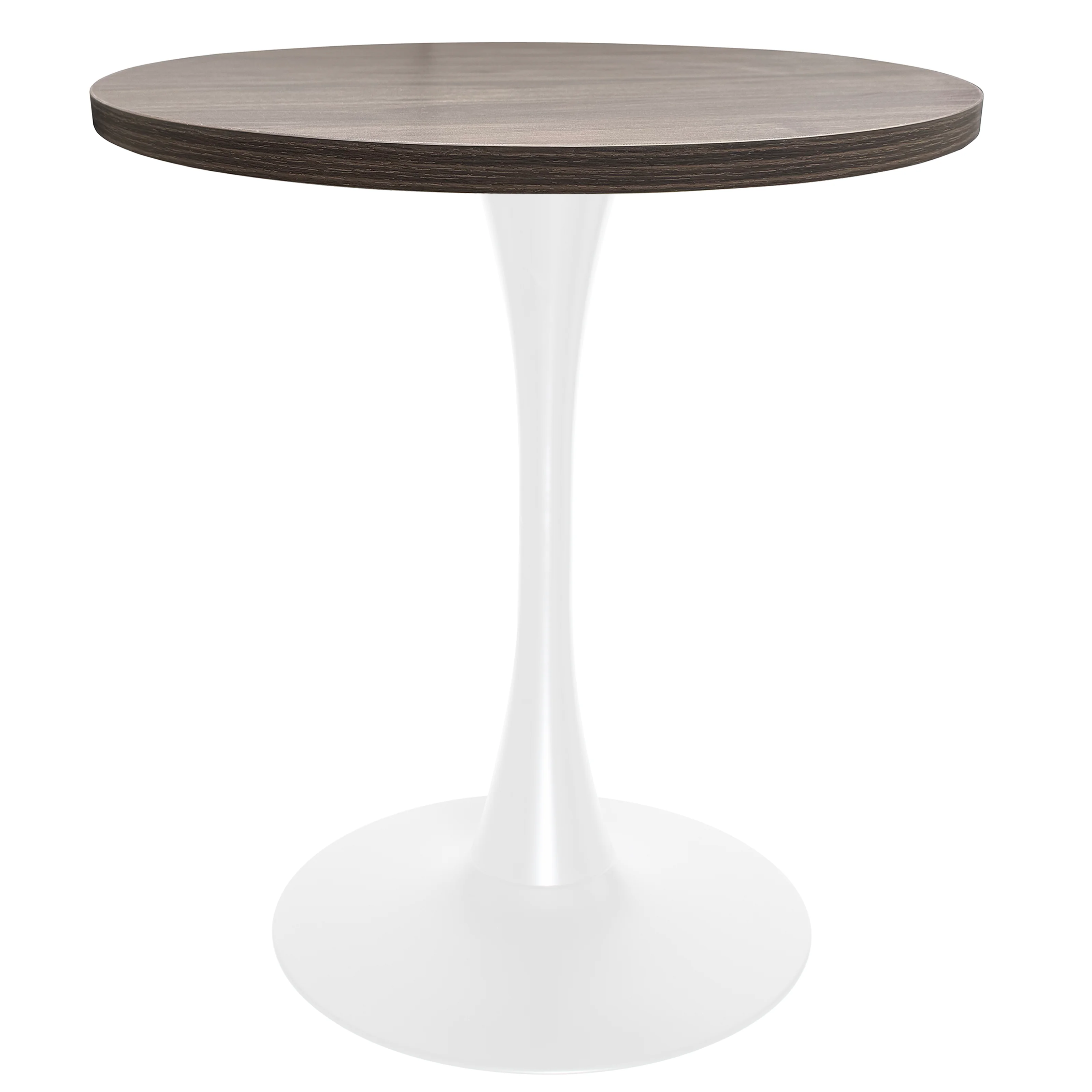Bristol Dining table, White Base with 27" Round Dark Walnut MDF top