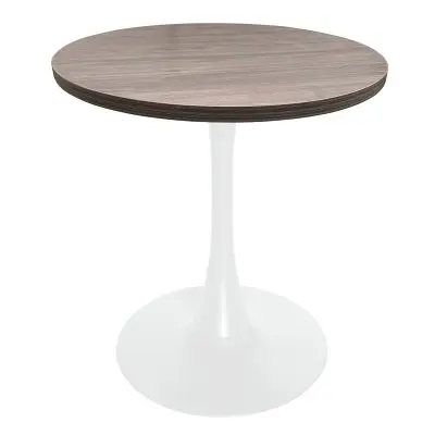 Bristol Dining table, White Base with 27" Round Dark Walnut MDF top