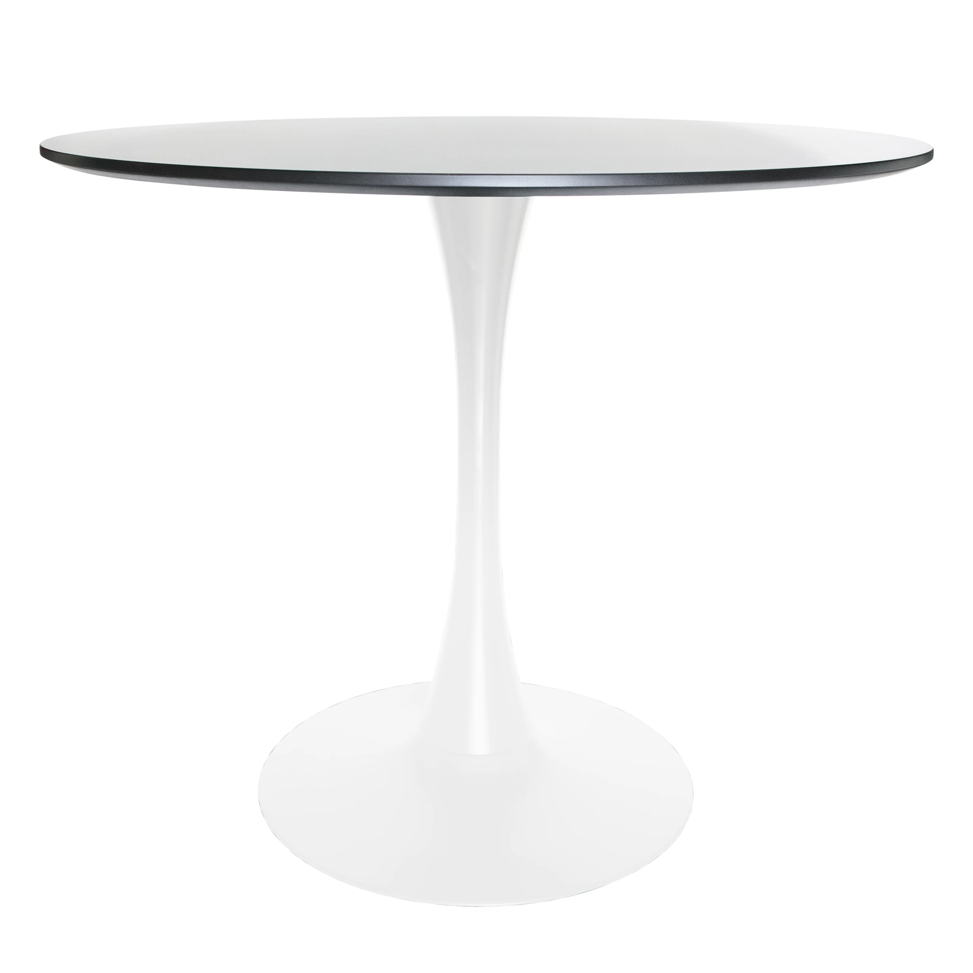 Bristol Mid-Century Modern Round Dining Table with a 31" Wood Top and Iron Pedestal Base with Gloss Finish for Kitchen and Dining Room