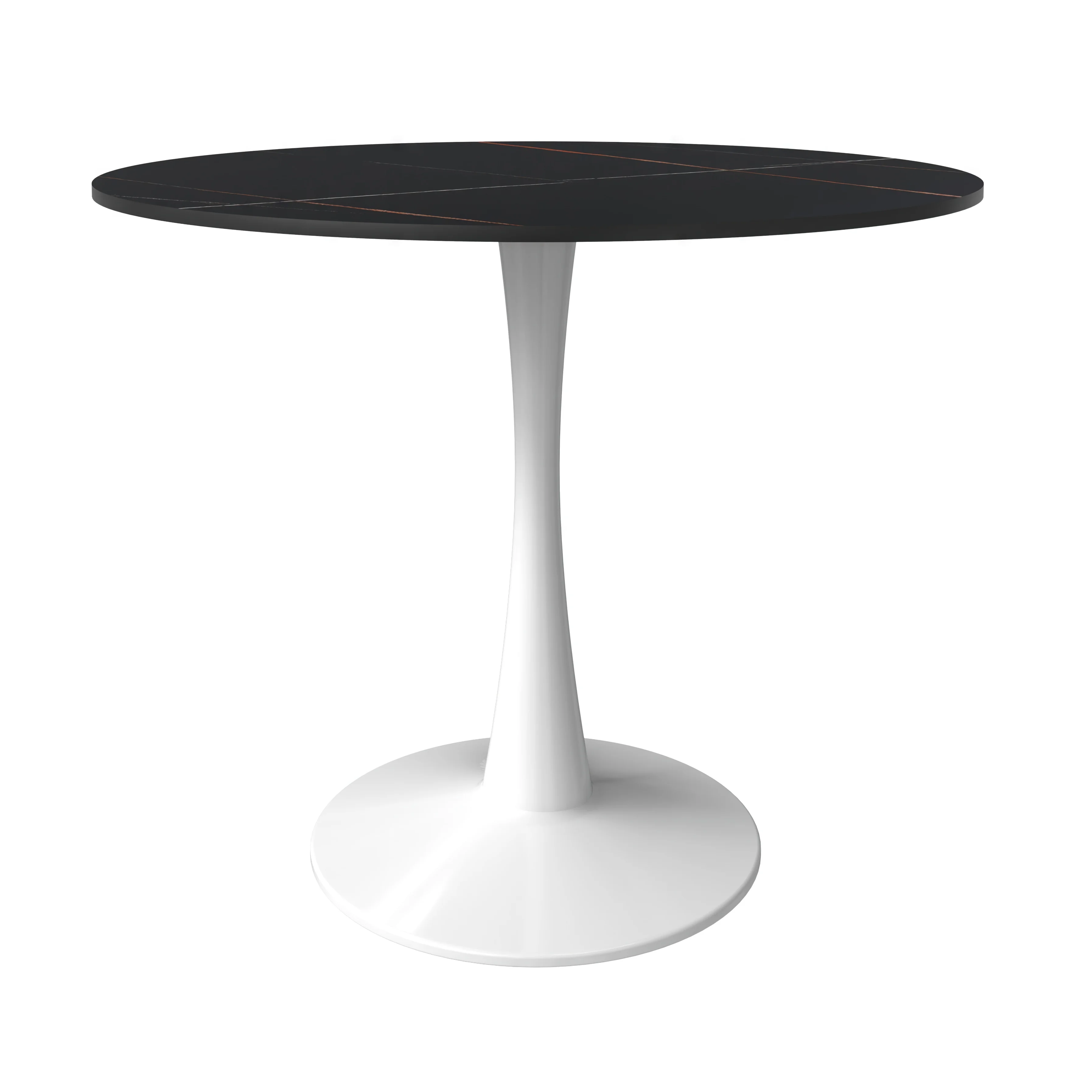 Bristol 31" round dining table White base with Black Sintered stone Top