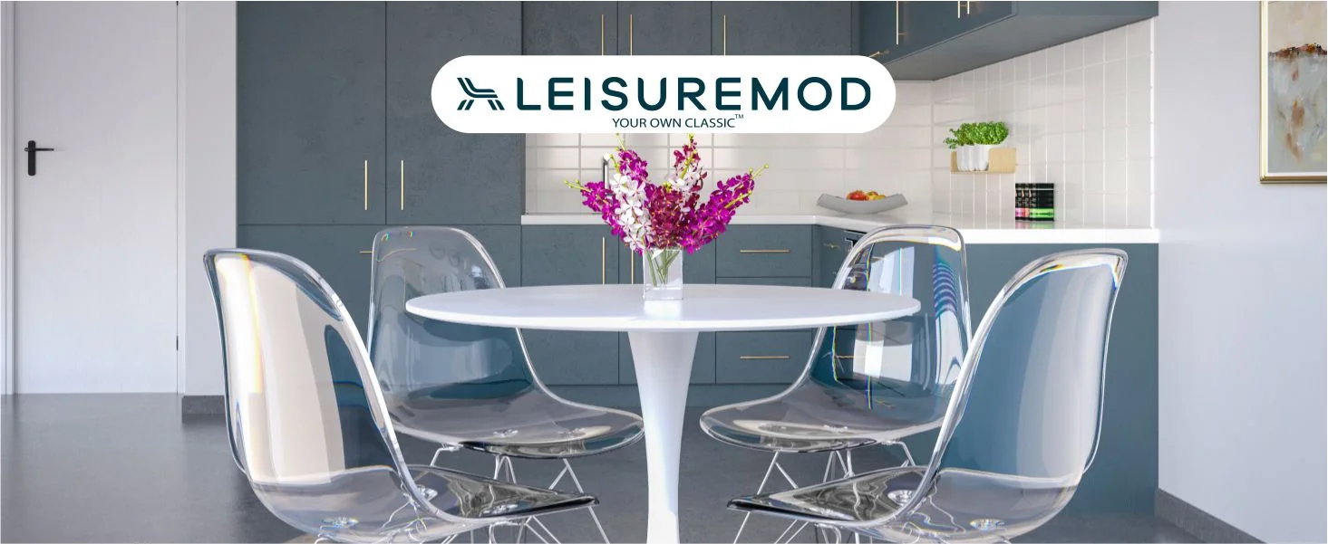 Bristol Mid-Century Modern Round Dining Table with a 31" Wood Top and Iron Pedestal Base with Gloss Finish for Kitchen and Dining Room