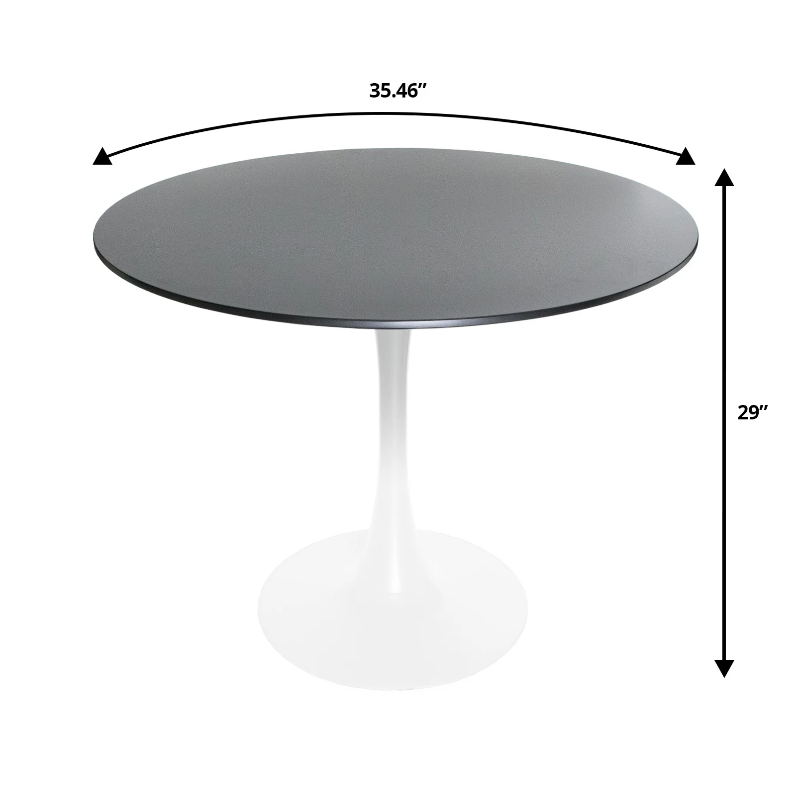 5-Piece Dining Set with 35" Round Dining Table in White Iron Pedestal Base and 4 ABS Plastic Side Chair with Gold Base, Transparent Red