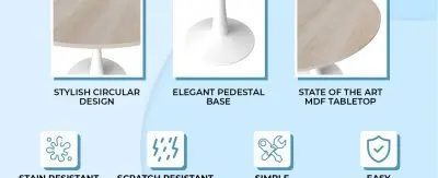 Bristol 35" round dining table White base with marbled MDF top