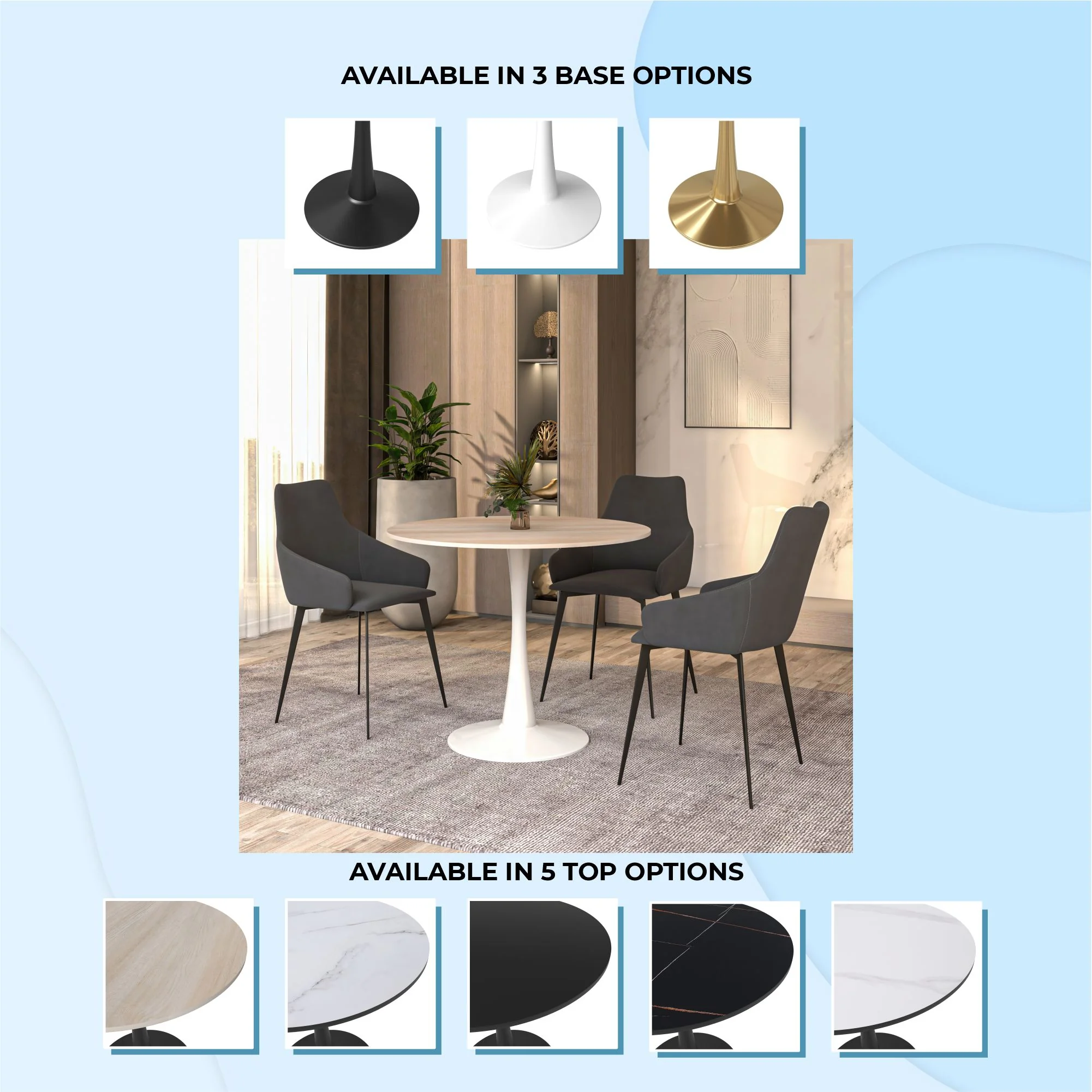 Bristol - Bistro Table - White base Natural wood Top