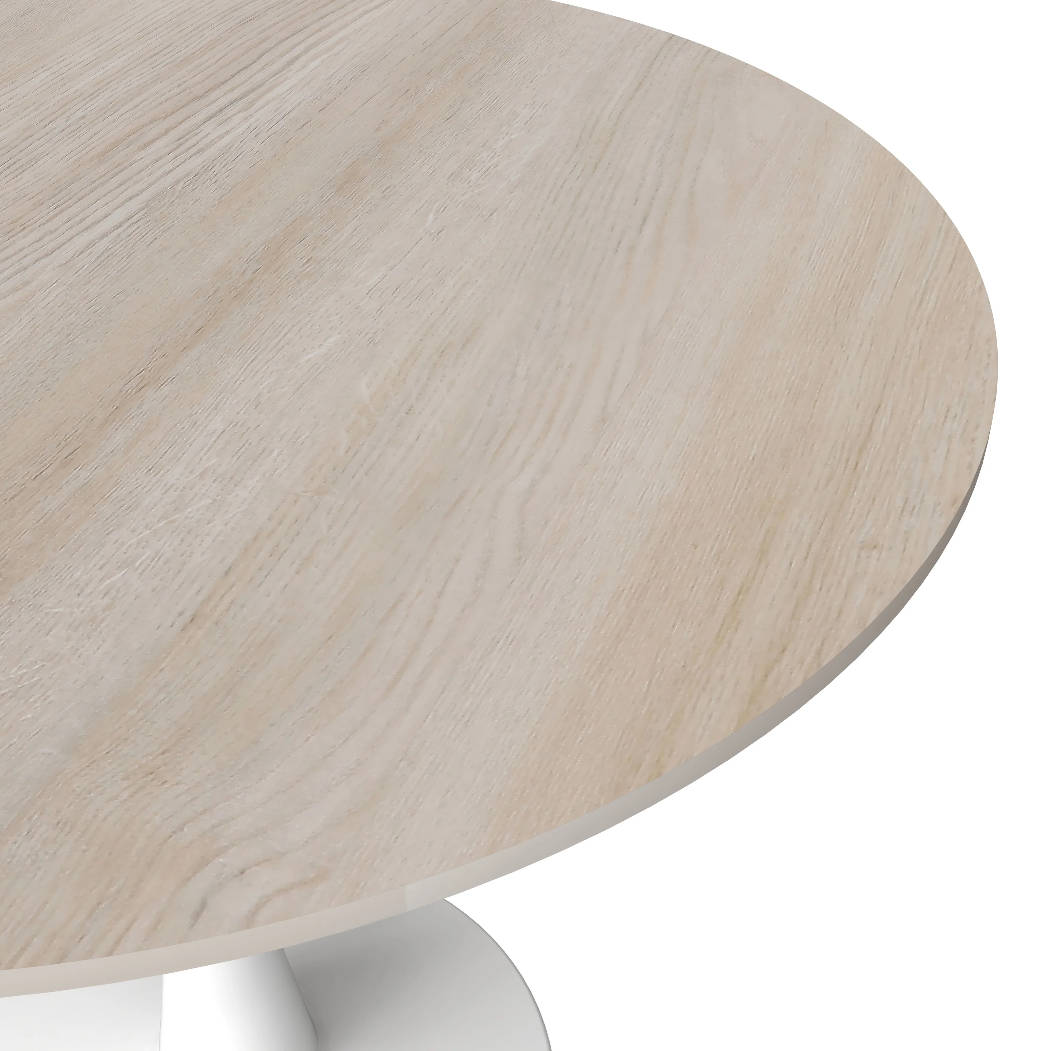Bristol 35" Round Dining Table White Base with Sintered Stone Natural Wood Top