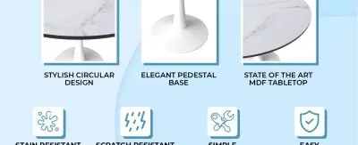 Bristol Mid-Century Modern Round Dining Table with Wood Top and Iron Pedestal Base with Gloss Finish for Kitchen and Dining Room