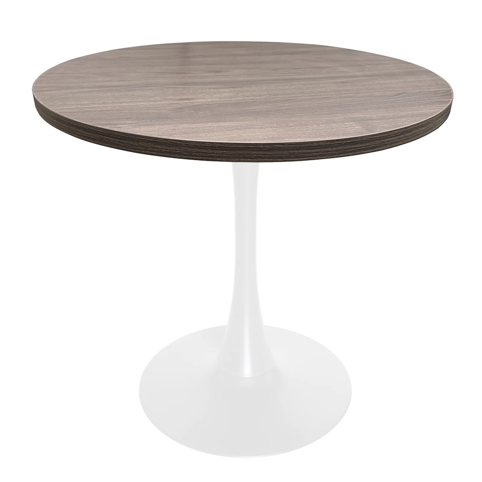 Bristol Dining table, White Base with 36" Round Dark Walnut MDF top